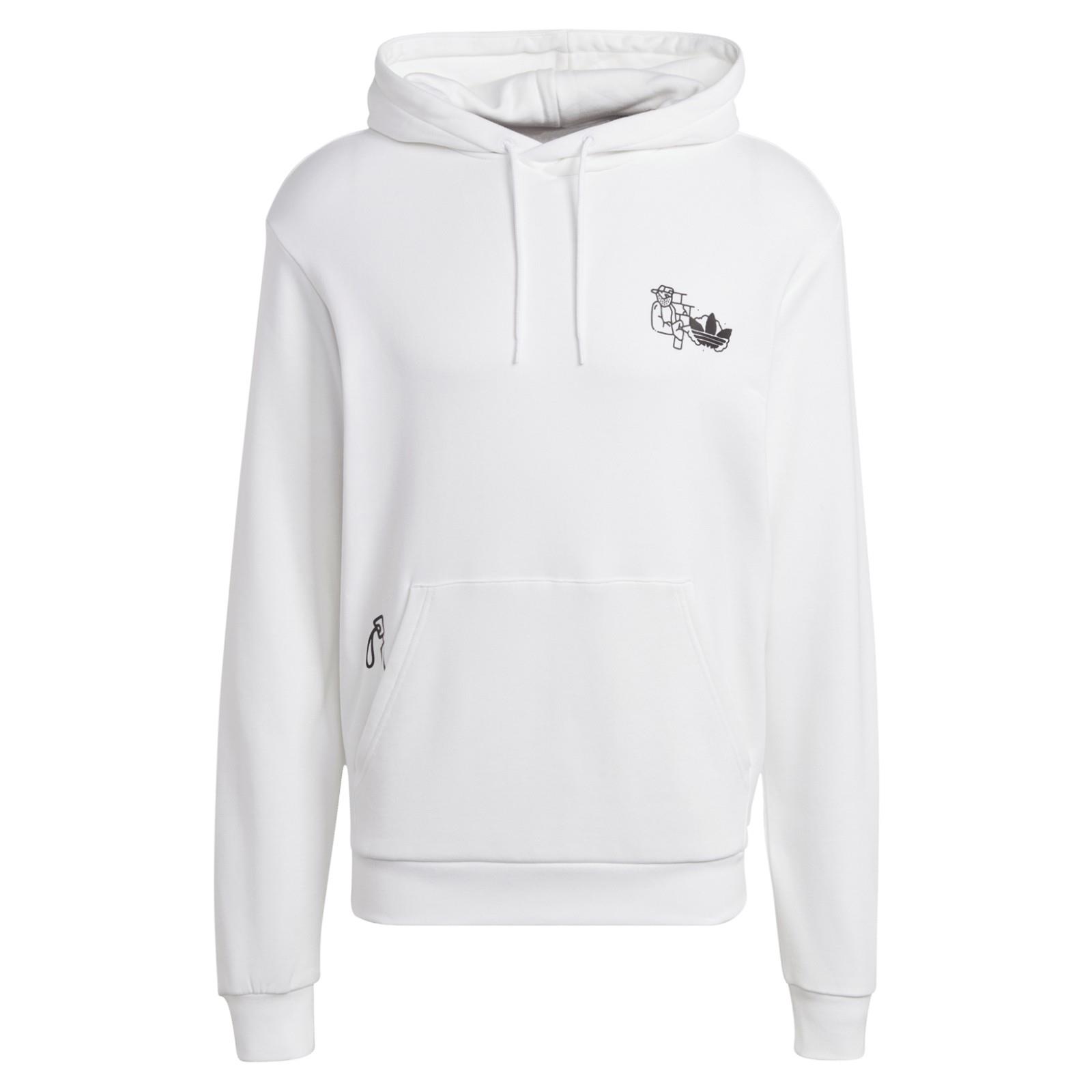 adidas ORIGINALS MEN'S FUZI GRAFFITI GRAPHIC PRINT HOODIE WHITE