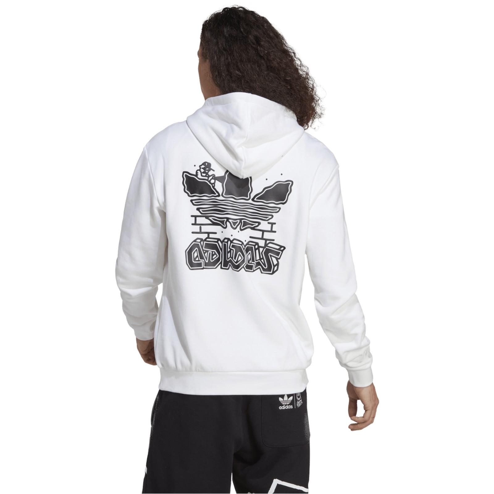 adidas ORIGINALS MEN'S FUZI GRAFFITI GRAPHIC PRINT HOODIE WHITE