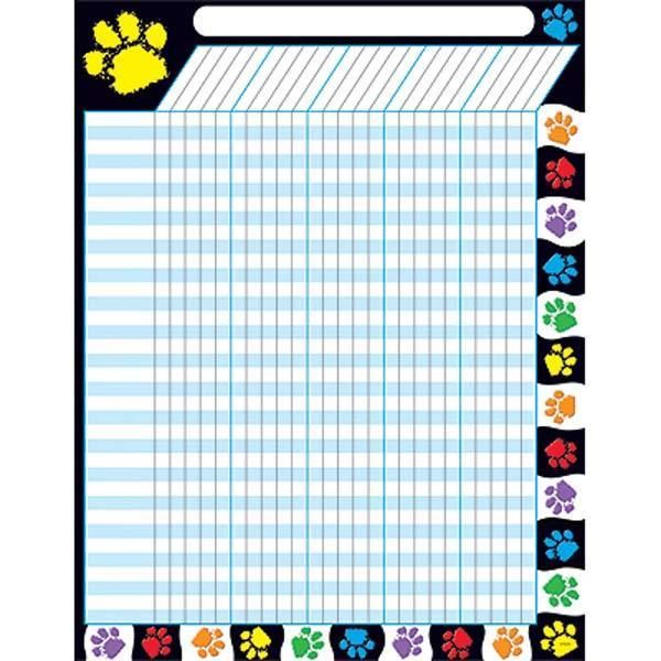 Paw Prints Large Vertical Incentive Wall Reward Chart Ebay