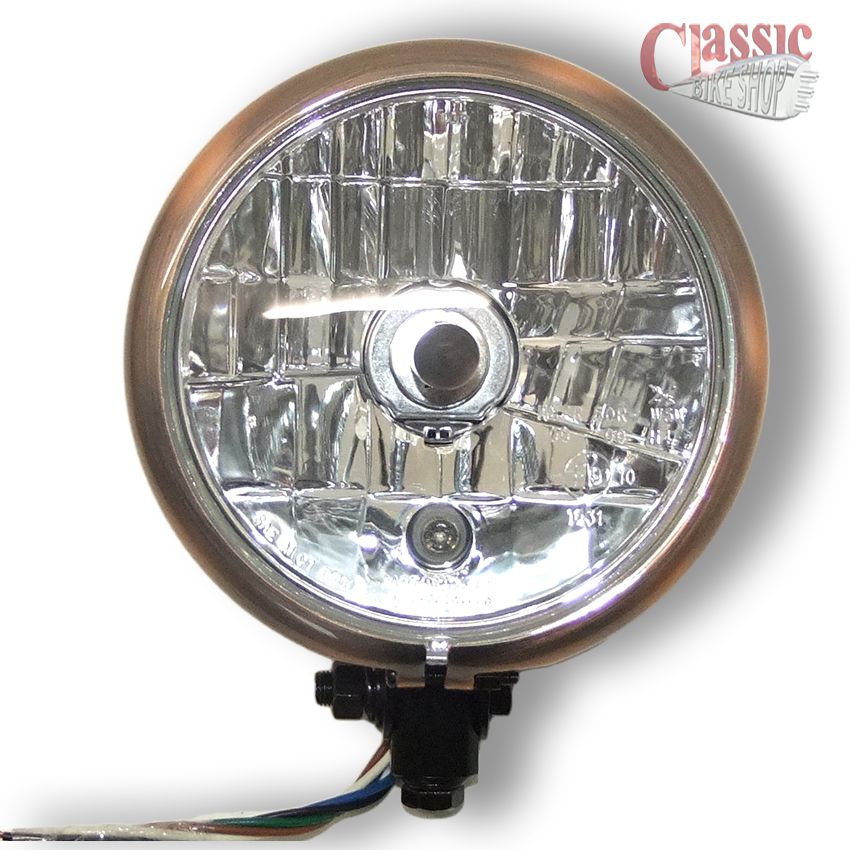 COPPER BRASS STYLE HEADLIGHT BATES HARLEY SPRINGER OLD SCHOOL softail