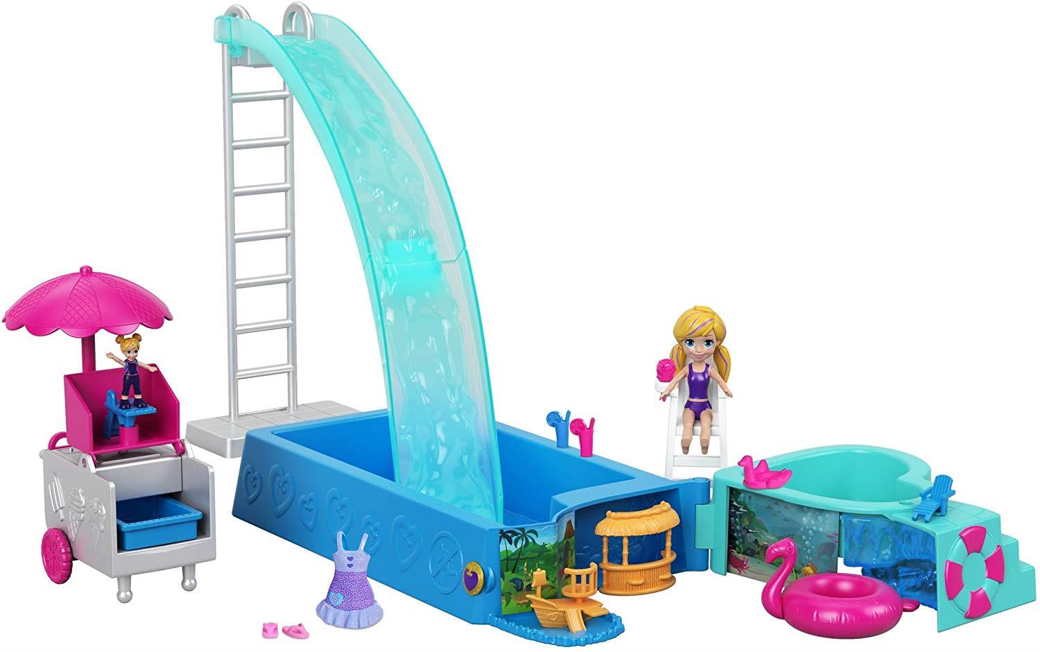 Polly Pocket Splashtastic Pool Surprise Playset with 3 Inch Polly Doll