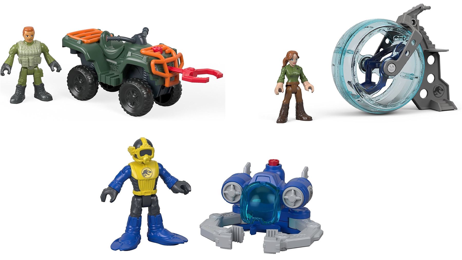 Sun DINO Catcher Figure Imaginext JURASSIC WORLD ATV Quad Claire /& gyrosphere