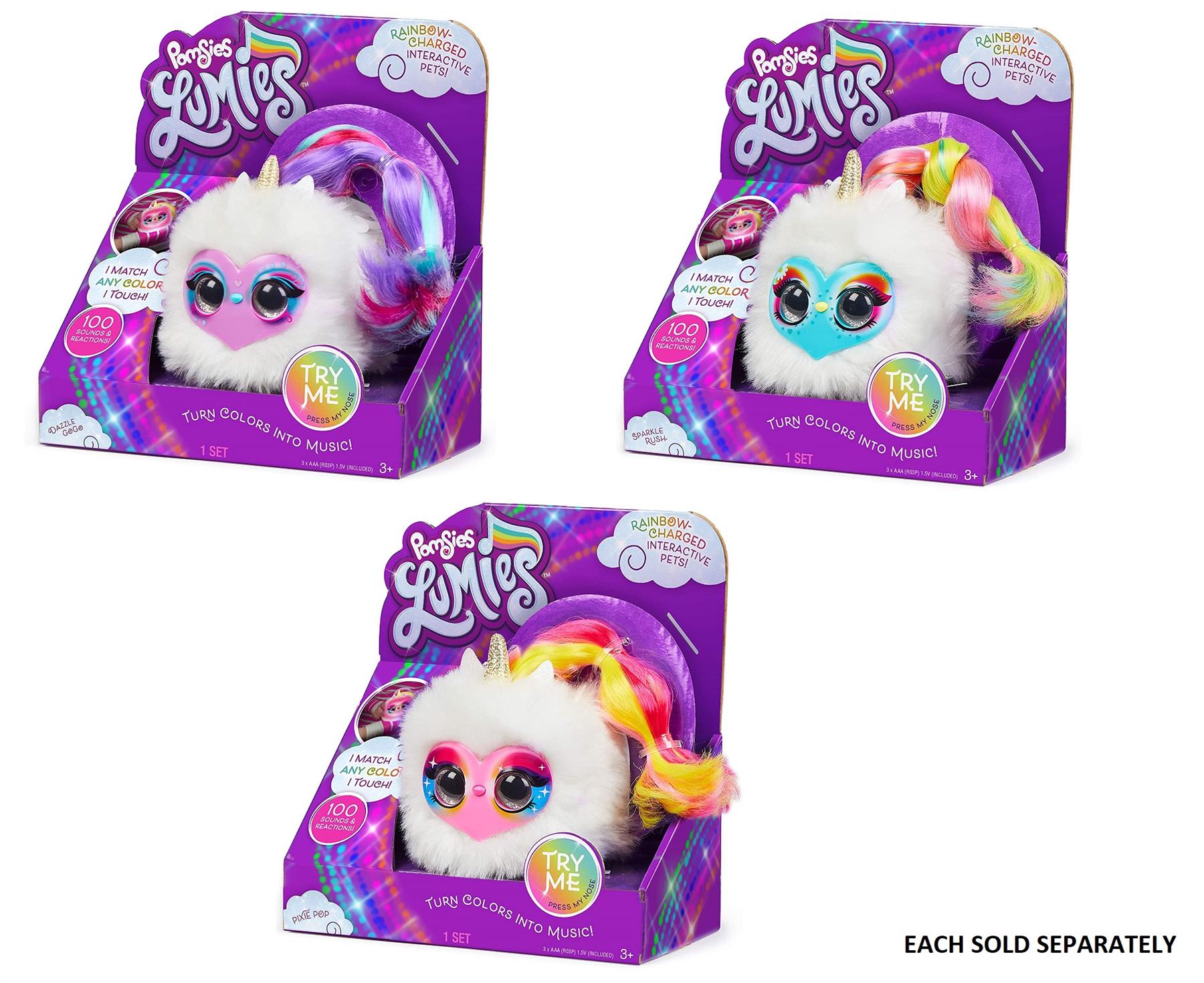 Pomsies LUMIES Dazzle Go Go/ Pixie Pop/ Sparkle Rush Light Up Dolls eBay