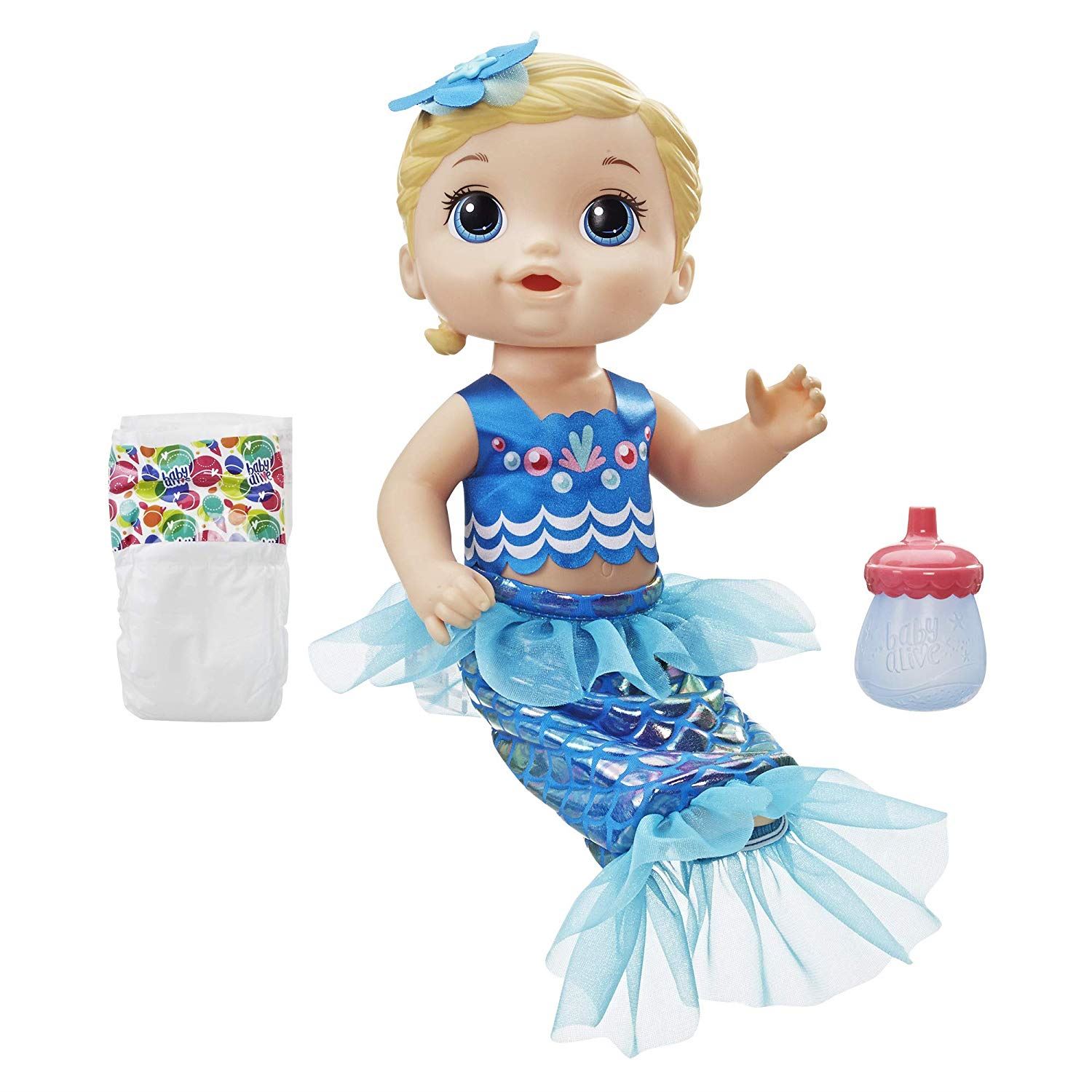 New Hasbro Baby Alive Shimmer N Splash Mermaid Doll with Accessories Black Hair