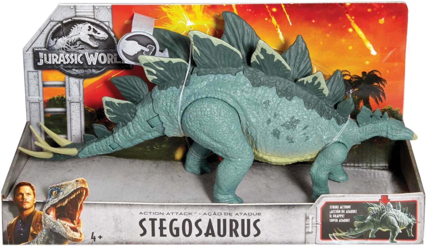 STEGOSAURO dinosauro Figure JURASSIC WORLD azione attacco CARNOTAURUS sastrei