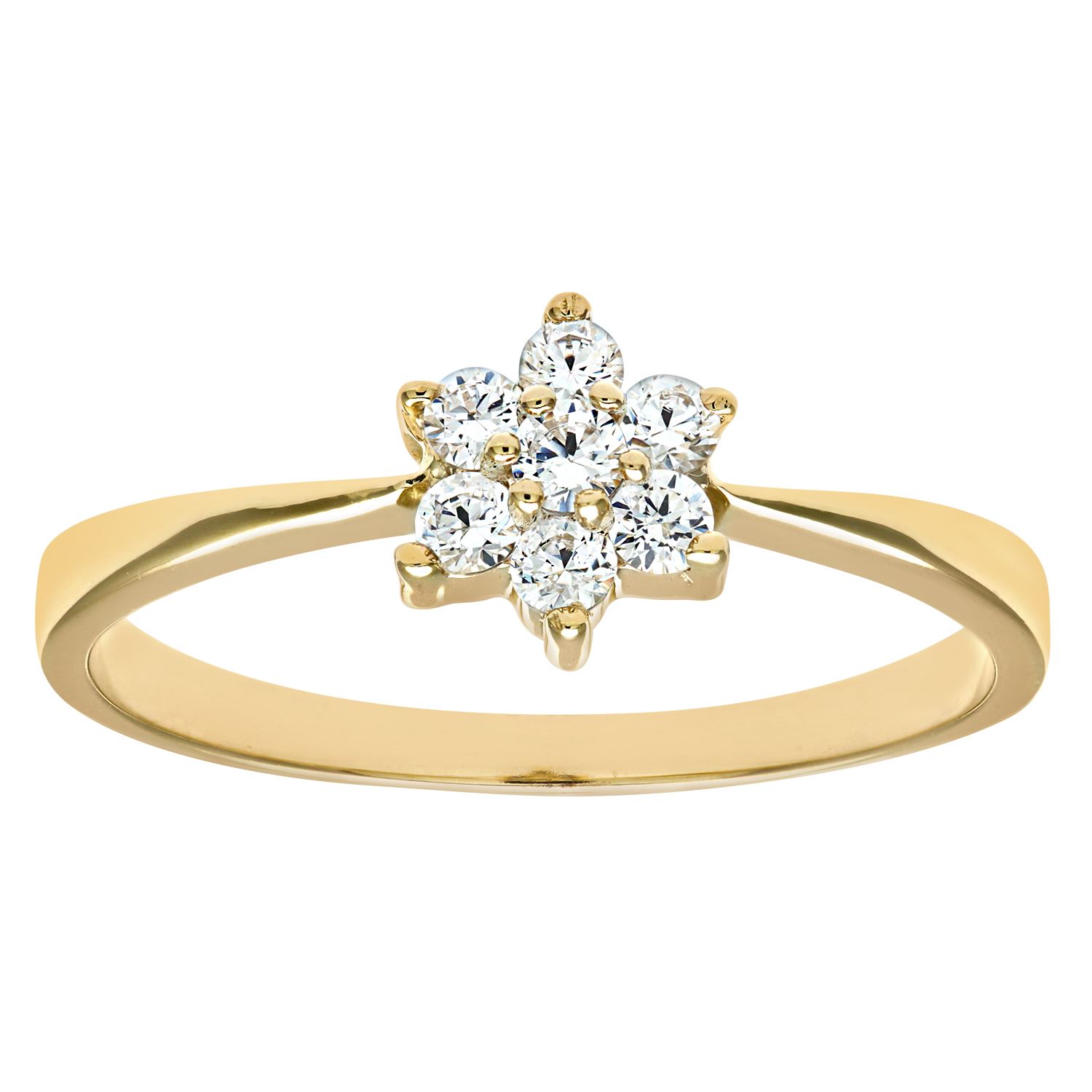 Revoni Ladies 9ct Yellow Gold Cubic Zirconia Stone Set Daisy Cluster Ring 1.4g