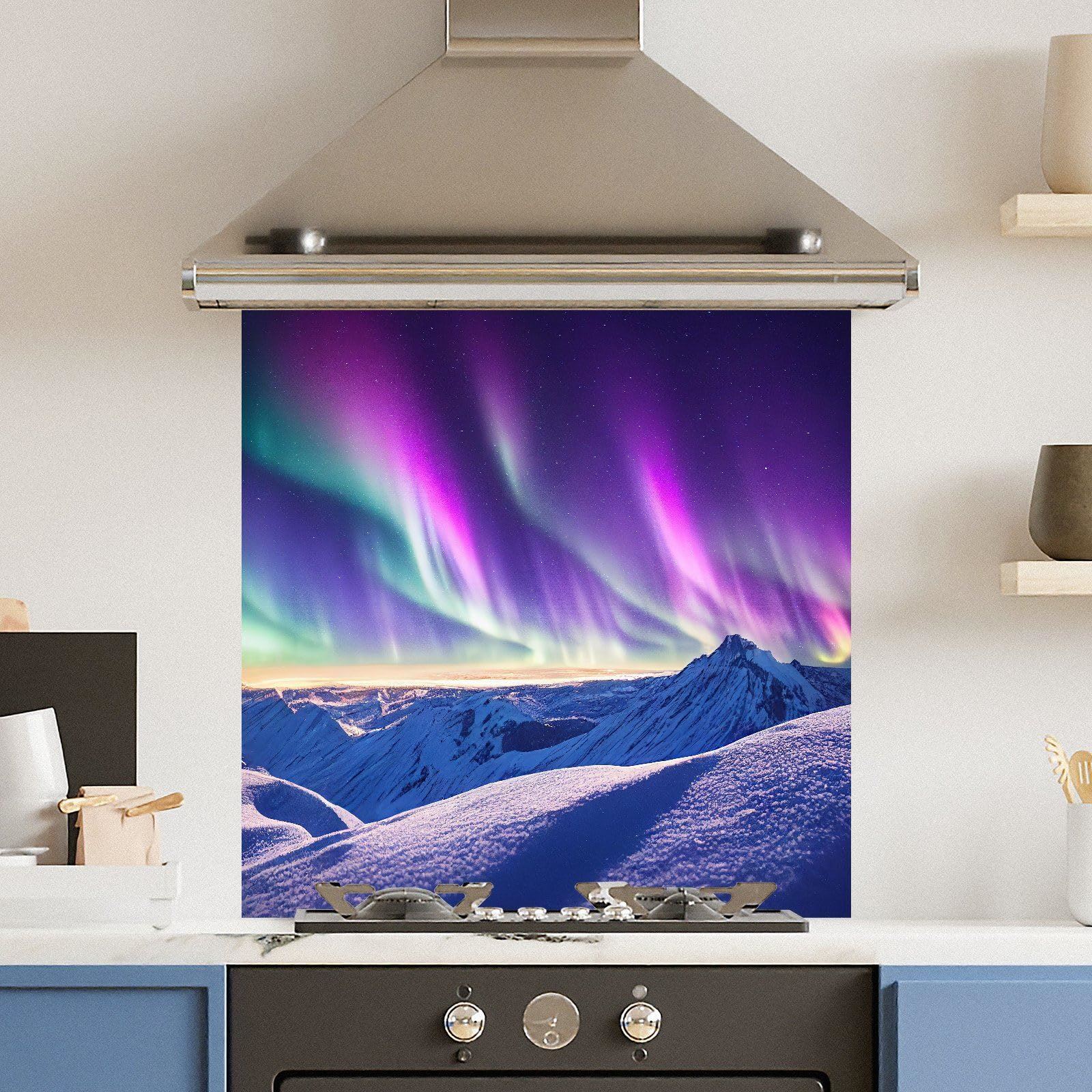 Premium Various Sizes Northern Lights 6mm Glass Toughened Kitchen Splashback