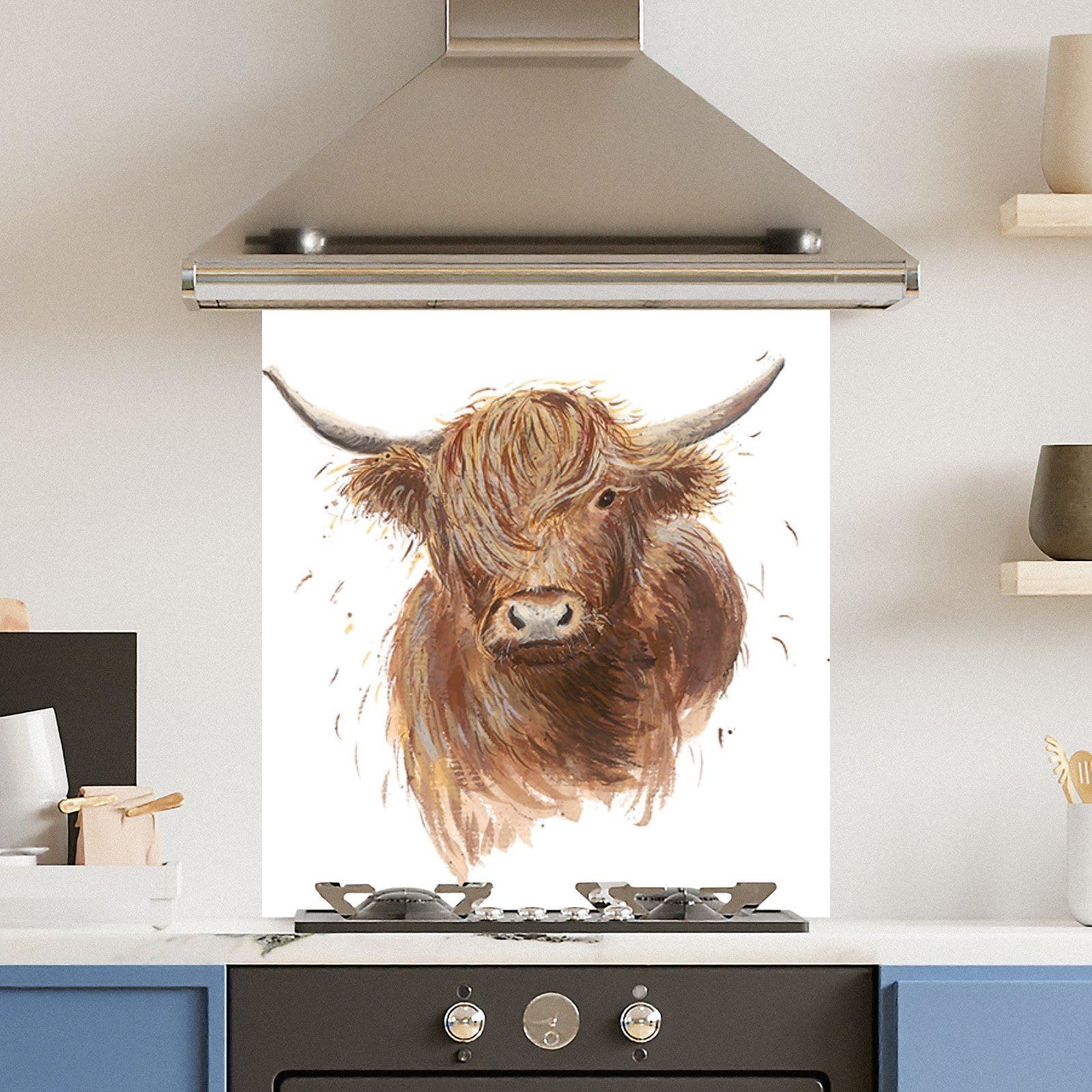 Premium Various Sizes Drawn Cow 6mm Glass Toughened Kitchen Splashback