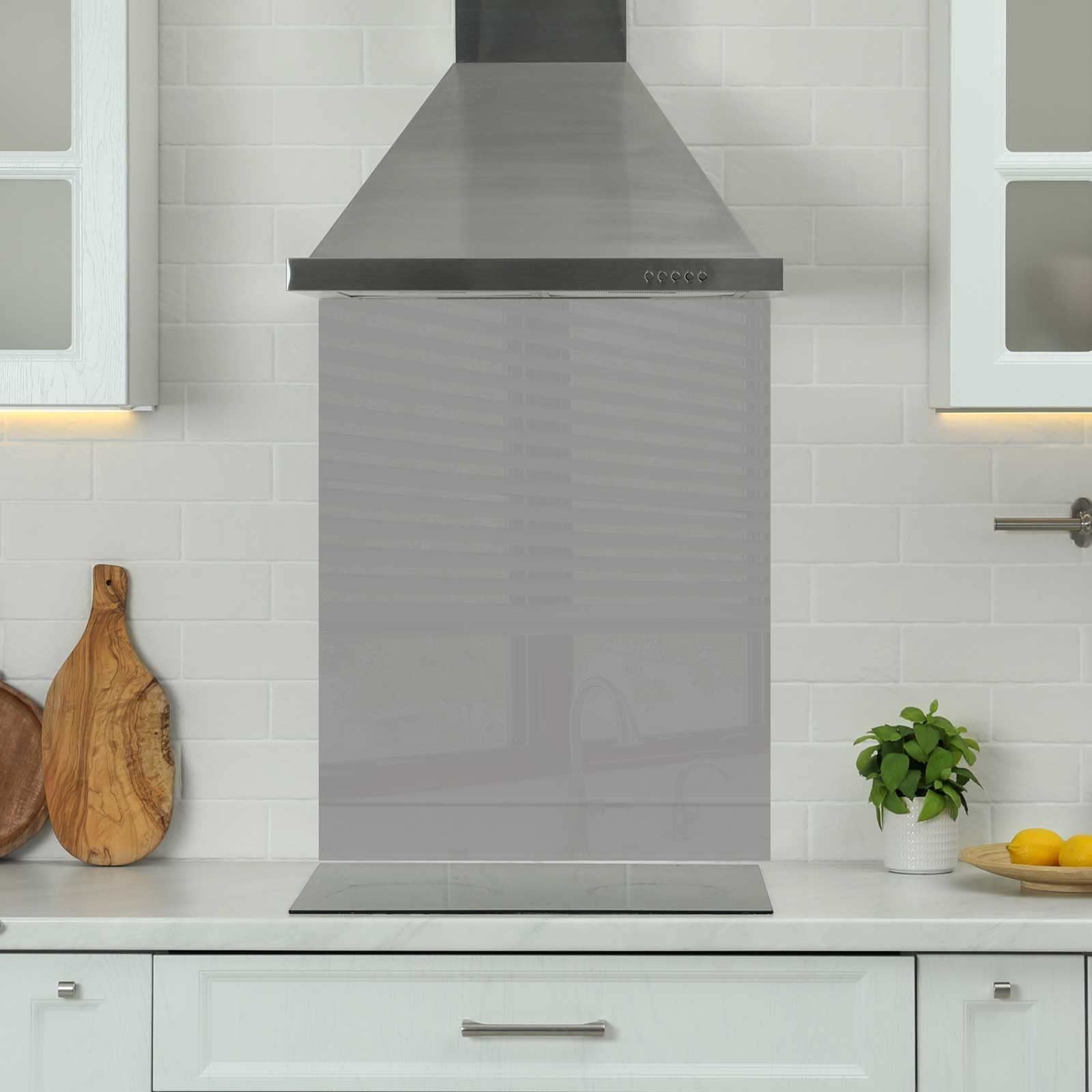Premium Various Sizes Light Grey 6mm Glass Toughened Kitchen Splashback