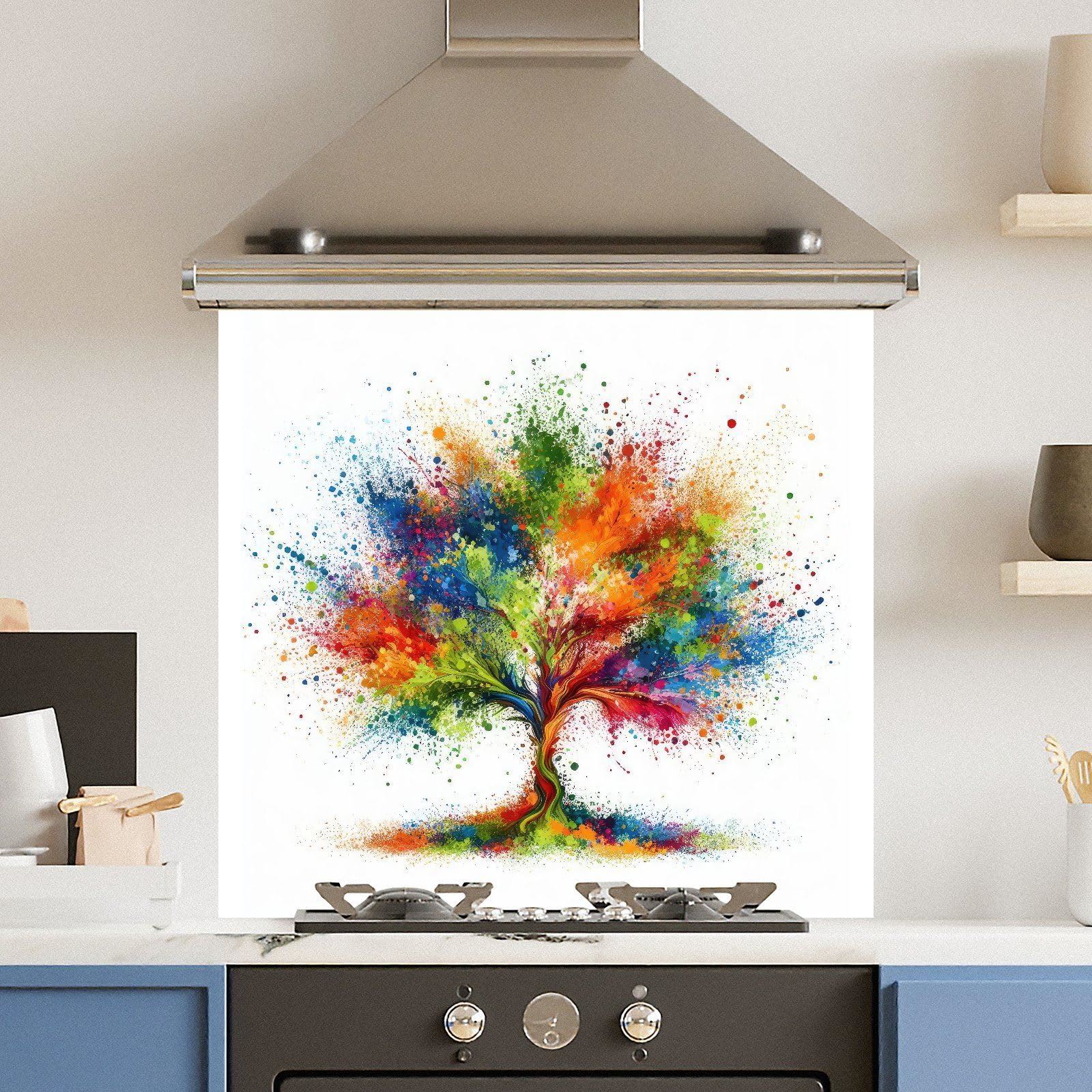 Premium Various Sizes Rainbow Tree 6mm Glass Toughened Kitchen Splashback
