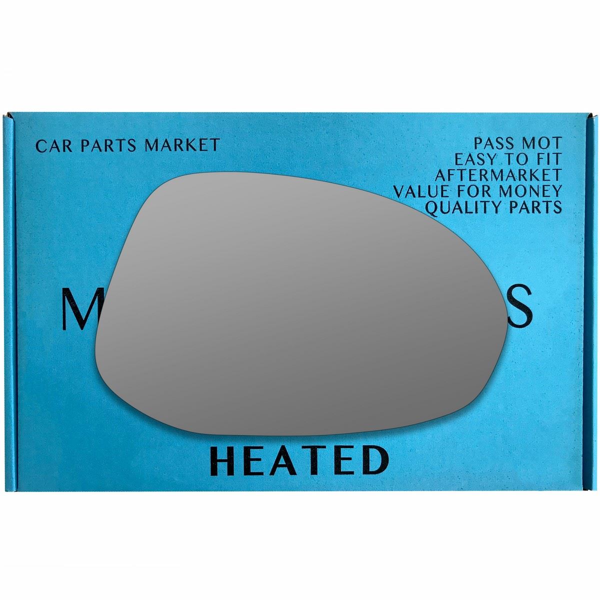 Driver right hand side wing door mirror convex glass heated with backing plate