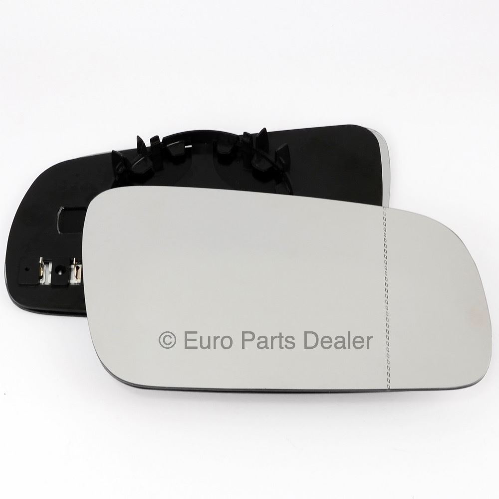 Driver side clip on heated wing door mirror glass for VW Passat B5 1996