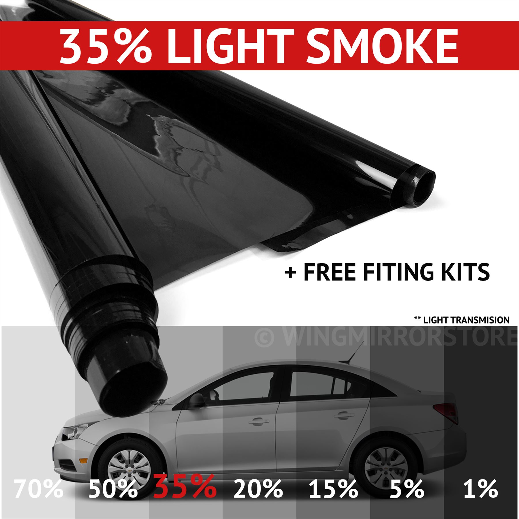 Light Smoke 35 Car window film tint 6m x75cm (19'8"x2'6") Tinting Dark