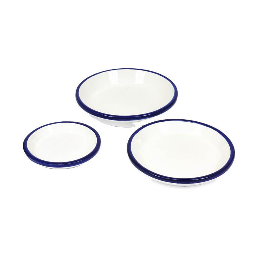 Blue Floral Classic Plant Pots Garden Set of 3 With or Without Drainage Plates - Picture 20 of 22