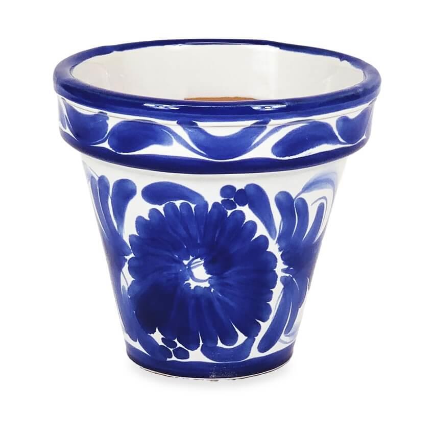 Blue Floral Classic Plant Pots Garden Set of 3 With or Without Drainage Plates - Picture 12 of 22