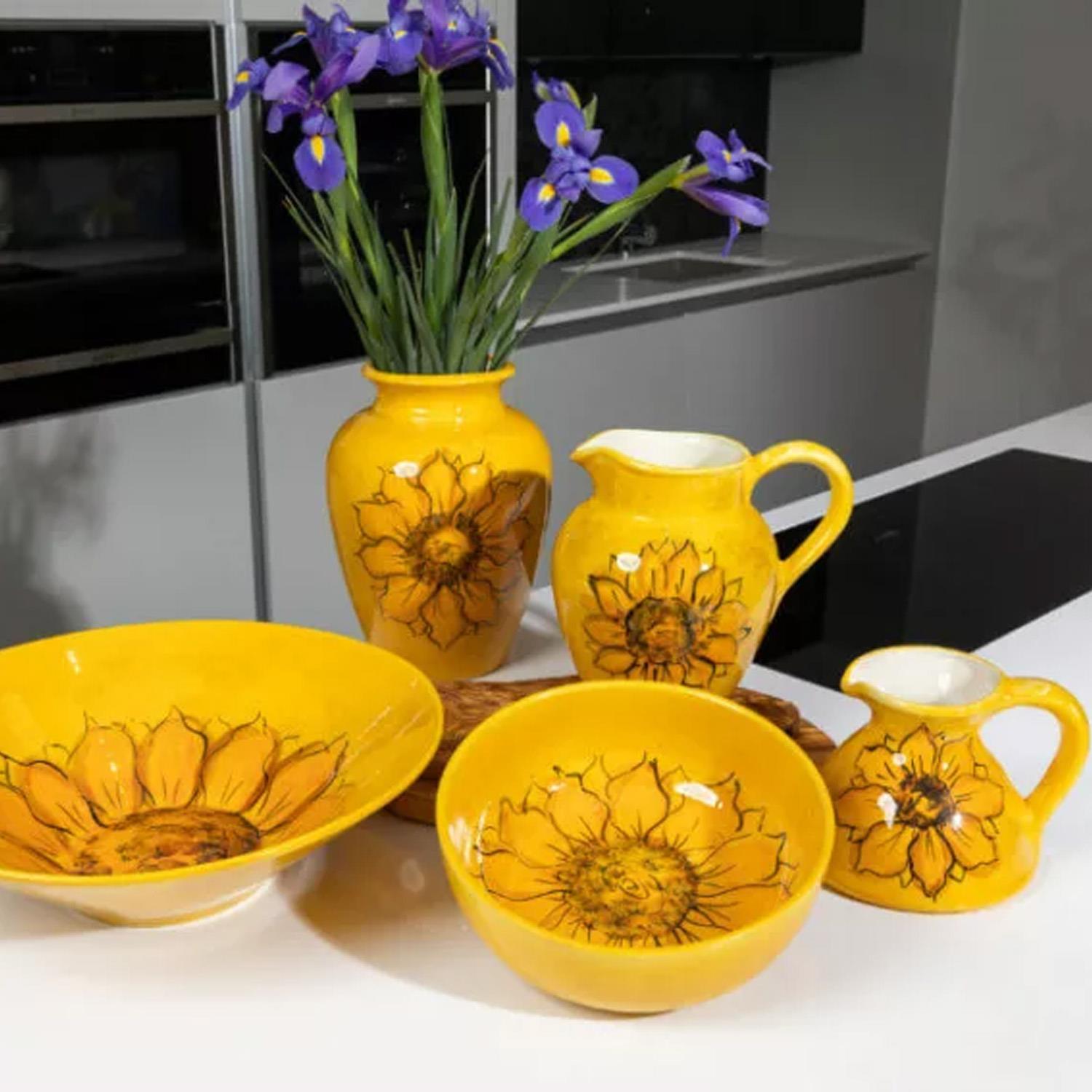 Sunflower Ceramic Flower Vase Jugs Conical Round Bowls Spoon Rest Dishware Décor - Picture 41 of 41