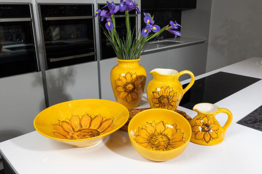 Sunflower Ceramic Flower Vase Jugs Conical Round Bowls Spoon Rest Dishware Décor - Picture 12 of 41