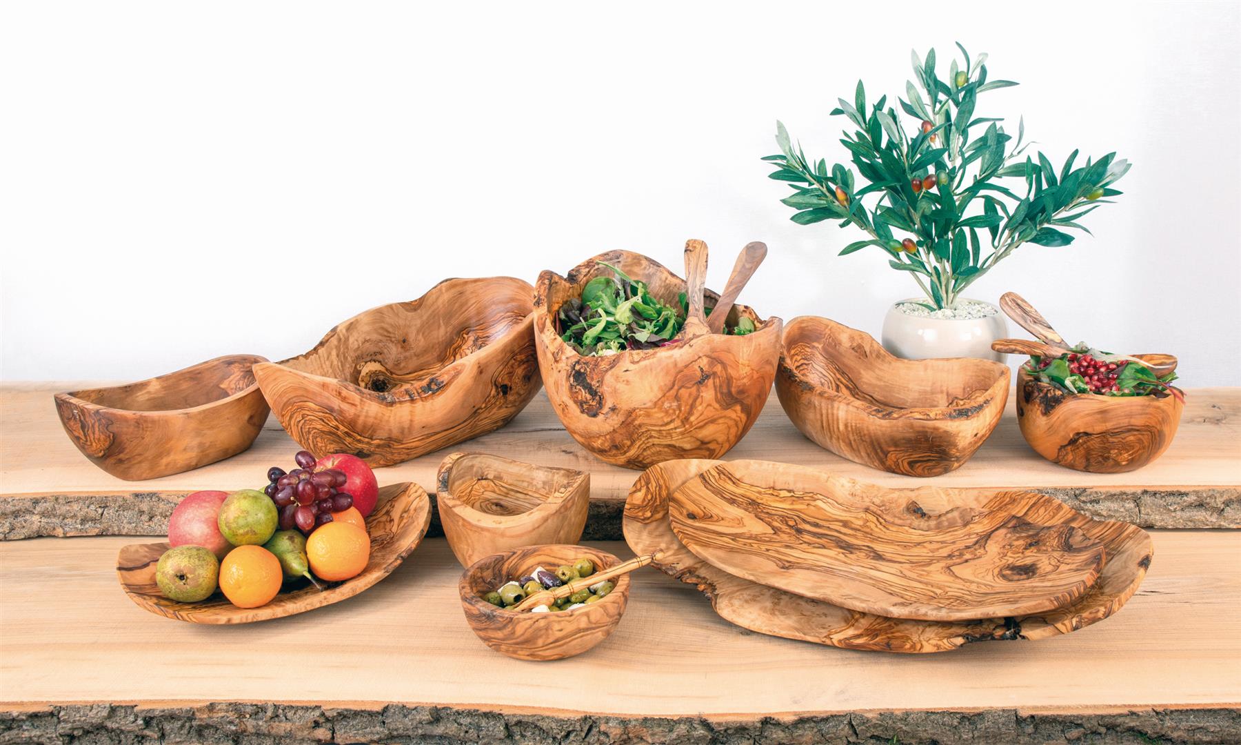 Fluted Pourers Olive Wood Large Bowl Salad Servers Oil Vinegar Drizzlers Pourers - Picture 10 of 26