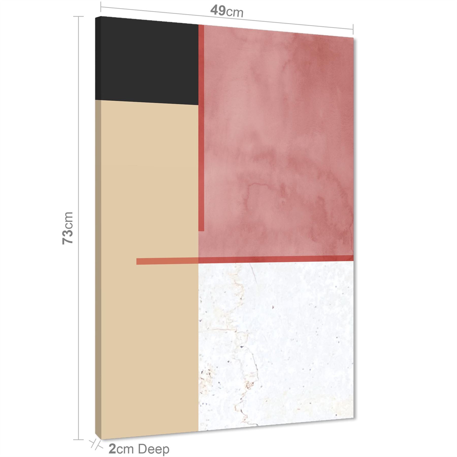 Abstract Blush Pink Black Watercolour Canvas Art Prints - Picture 17 of 55