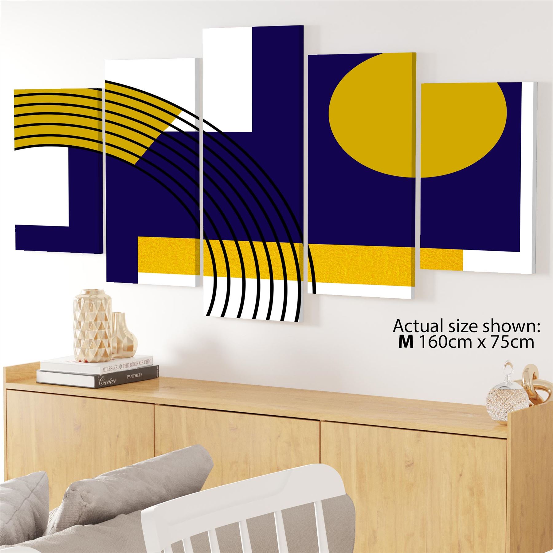 Blue Mustard Yellow Geometric Design Canvas Art Prints - Picture 49 of 54