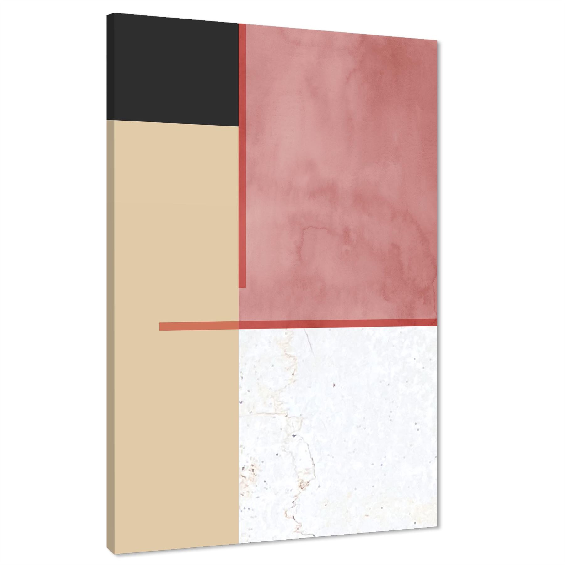 Abstract Blush Pink Black Watercolour Canvas Art Prints - Picture 26 of 55