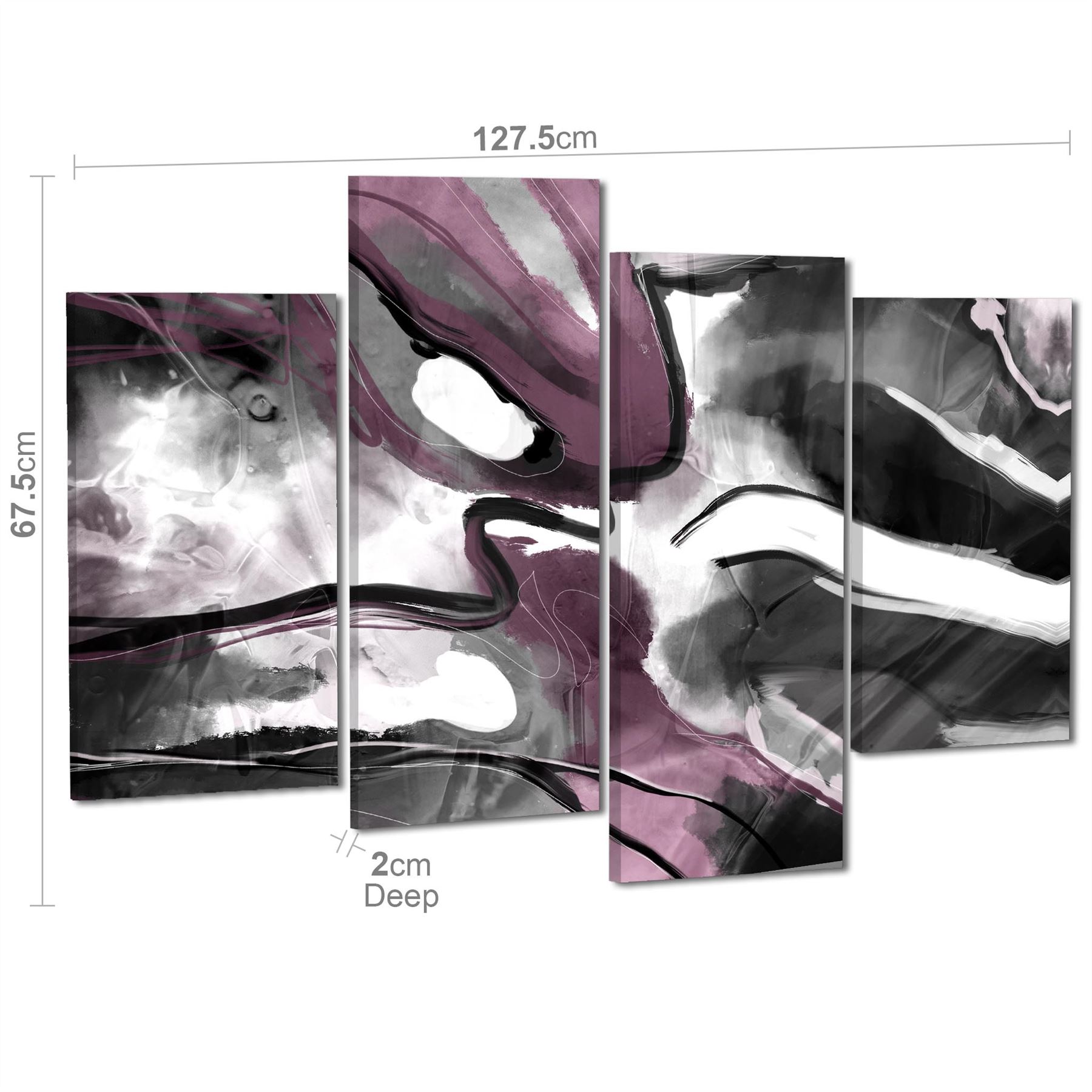 Abstract Plum Grey Watercolour Painting Canvas Wall Art Print - Picture 46 of 55