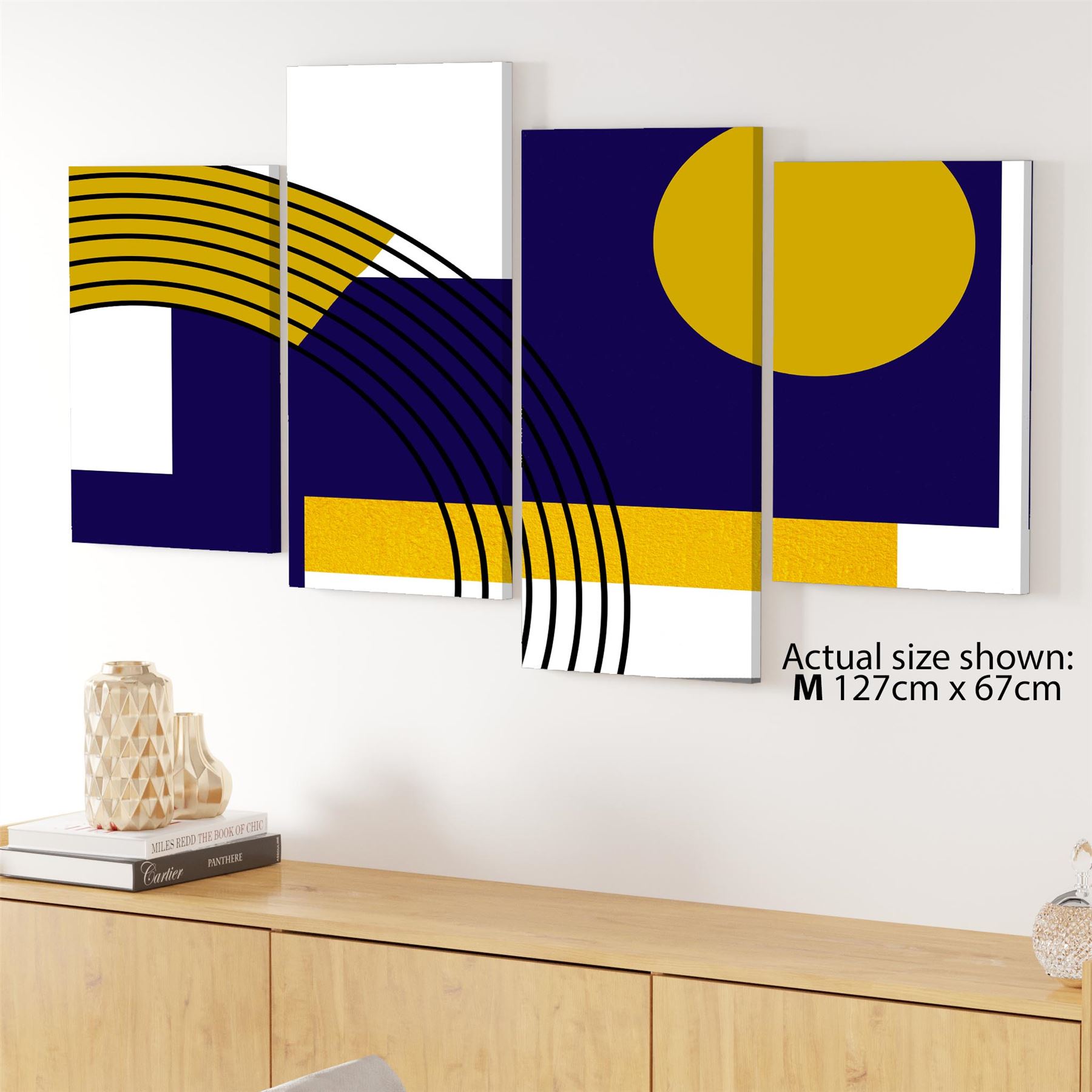 Blue Mustard Yellow Geometric Design Canvas Art Prints - Picture 44 of 54