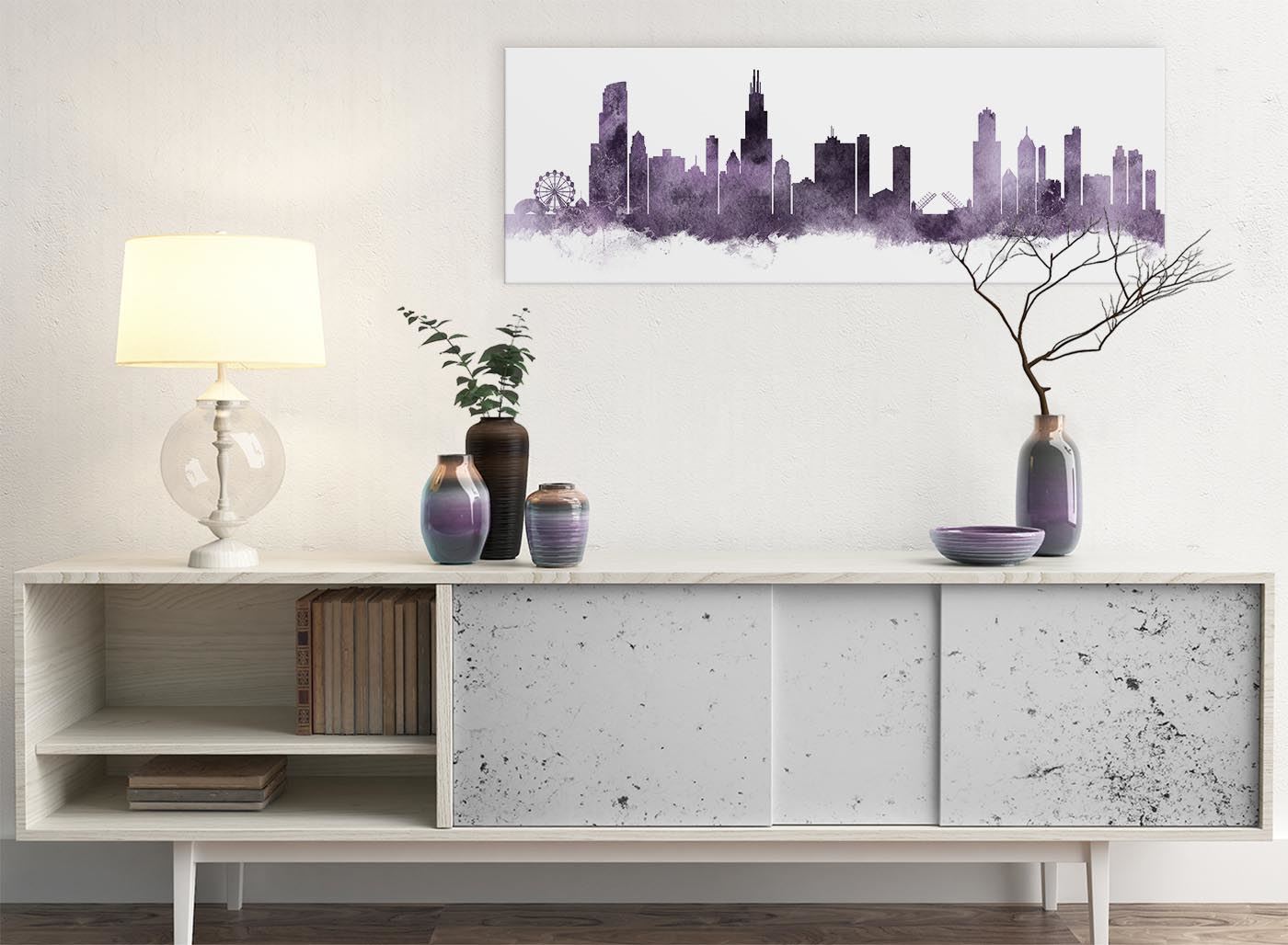 Chicago Skyline Leinwand Wandbild Kunstdruck - 17 Farben verfügbar - 94 cm breit - Bild 81 von 101