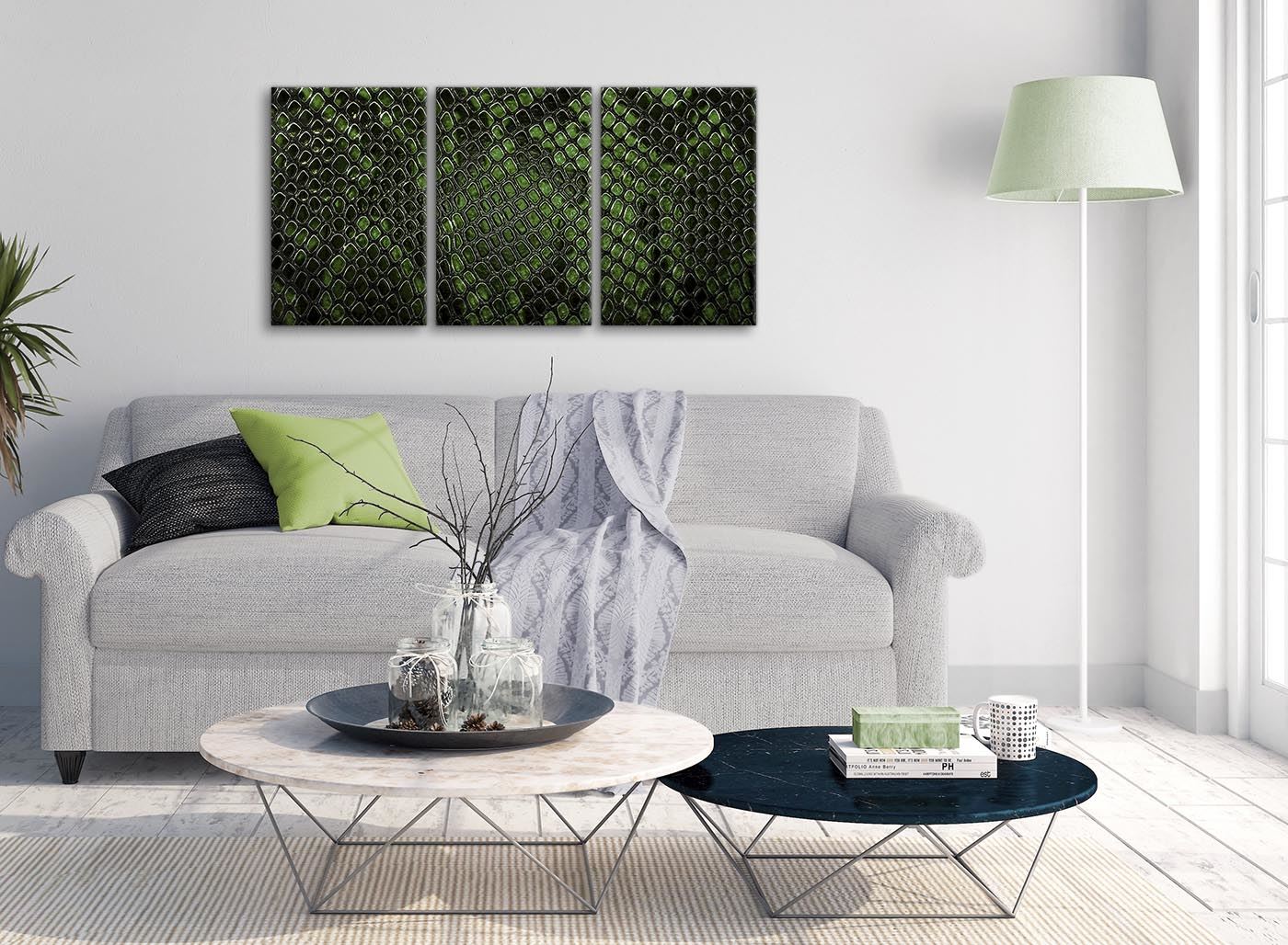 Dark Green Snakeskin Animal Print Living Room Canvas Wall Art - Abstract Print - Picture 7 of 32