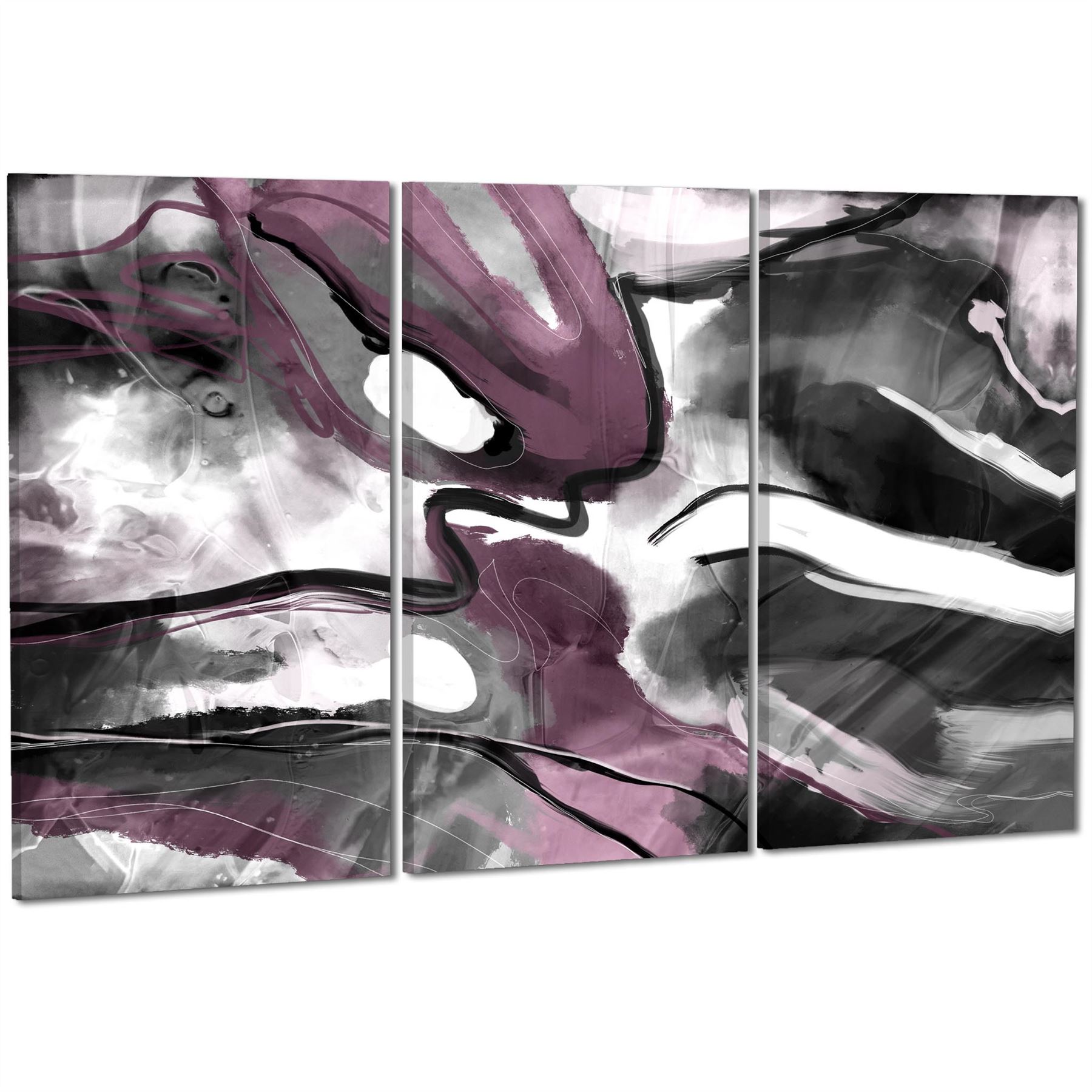 Abstract Plum Grey Watercolour Painting Canvas Wall Art Print - Picture 37 of 55
