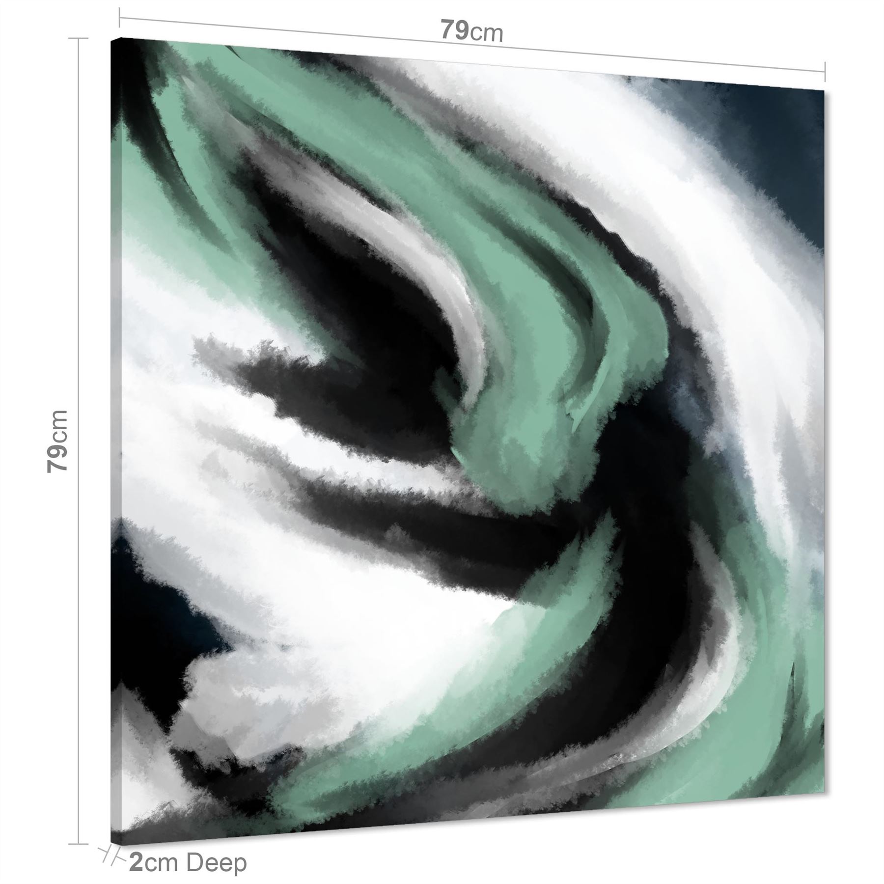 Abstract Green Grey Oil Paint Effect Canvas Wall Art Picture - Picture 23 of 55
