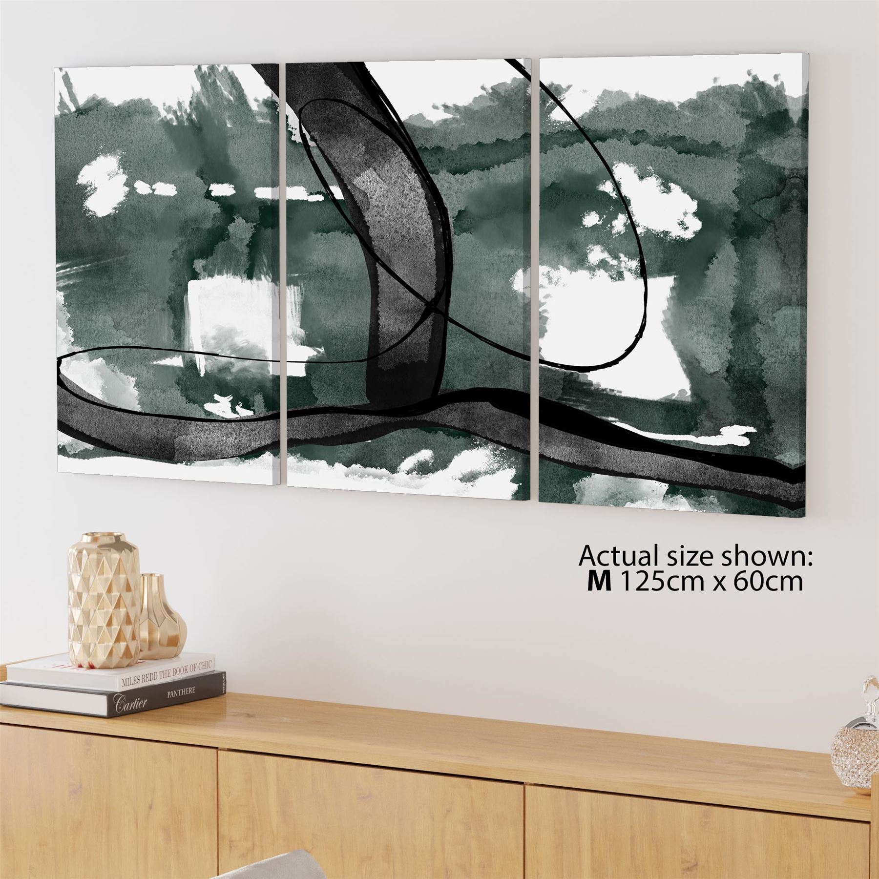 Abstract Green Black Design Canvas Wall Art Picture - Picture 38 of 55