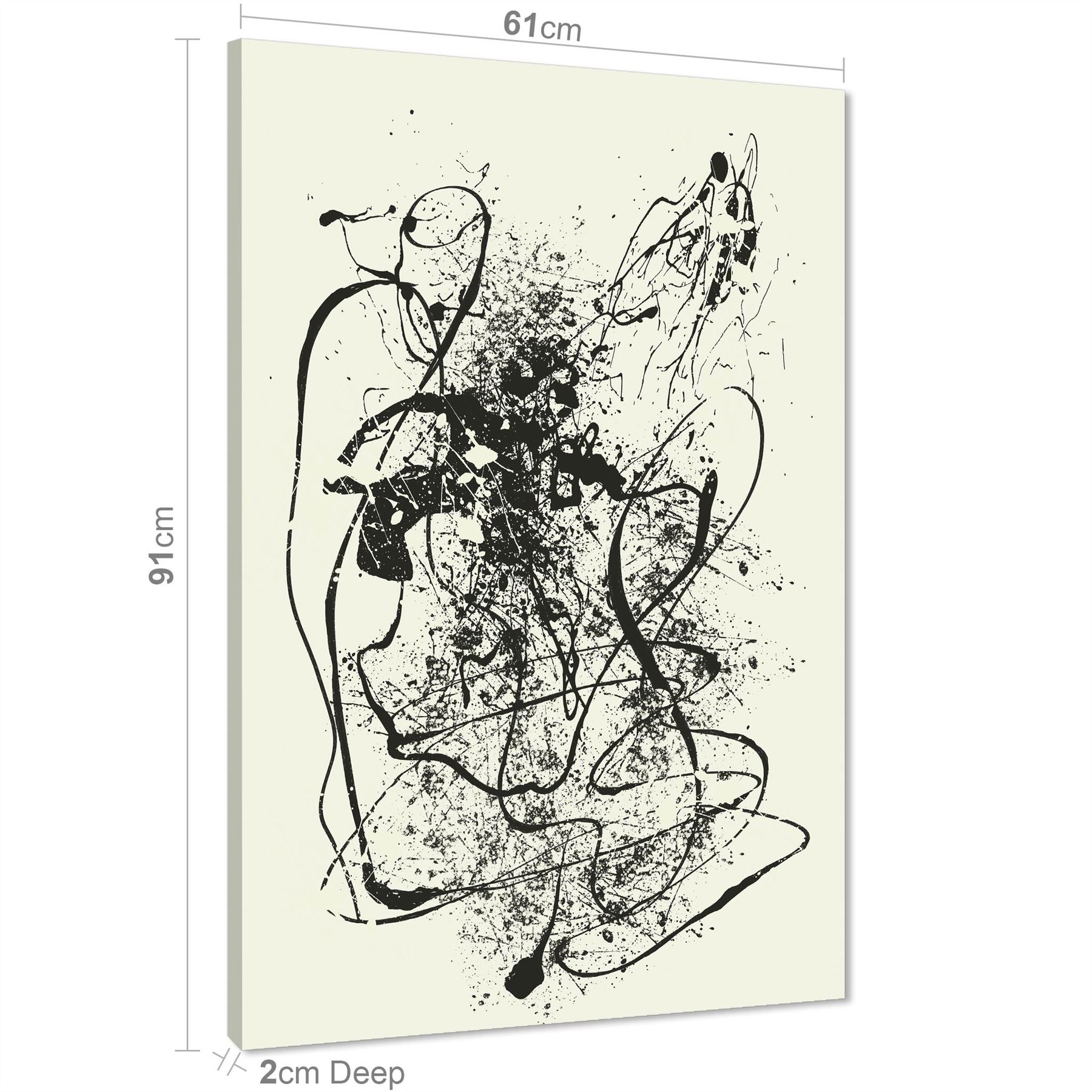 Abstract Black Cream Pollock Inspired Style Framed Art Prints - Picture 29 of 55