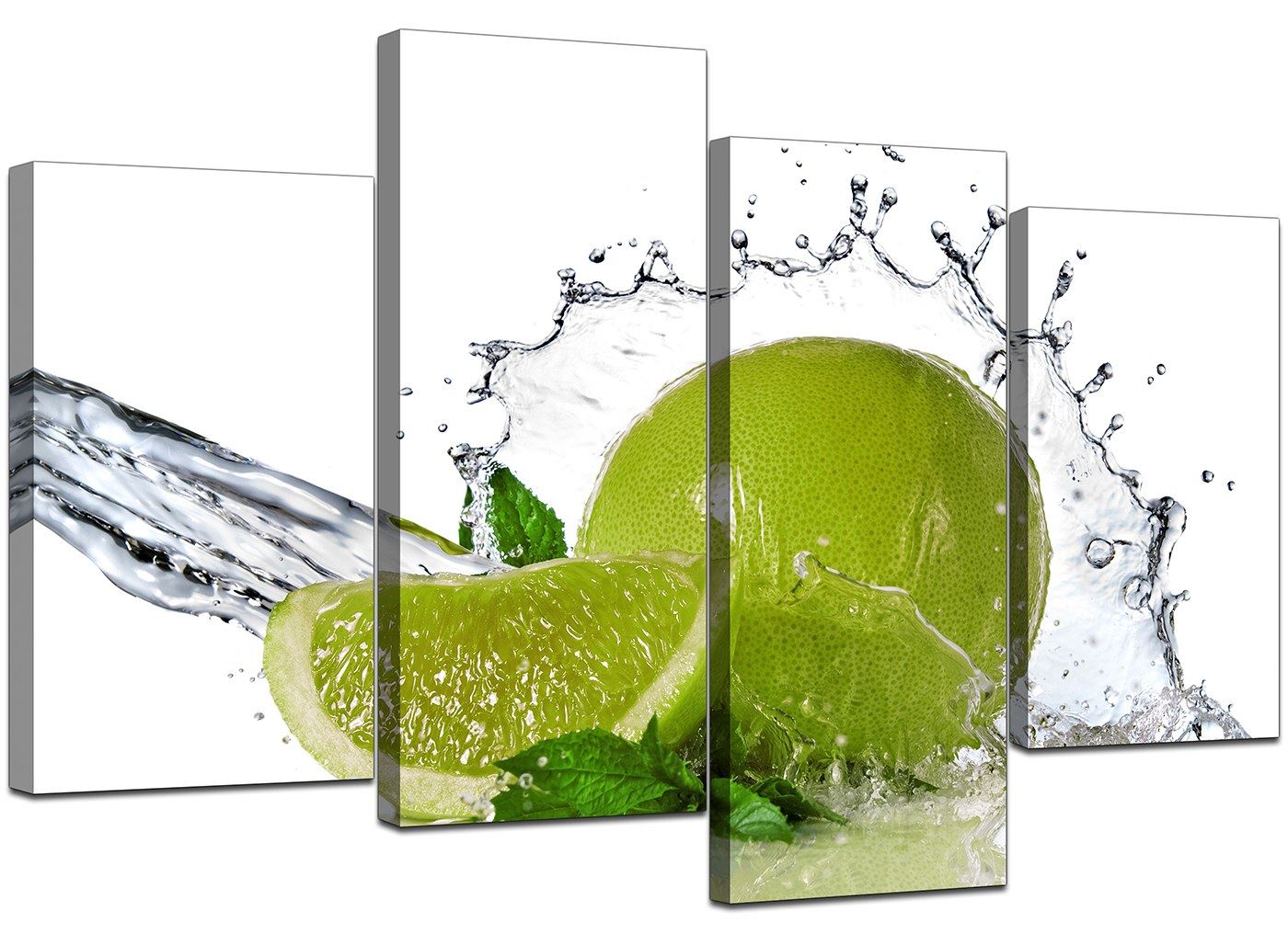 Large Lime Green Kitchen Canvas Wall Art Pictures 130cm XL Prints 4057