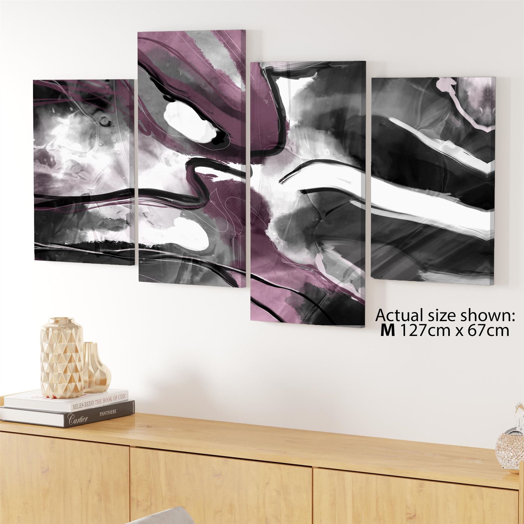 Abstract Plum Grey Watercolour Painting Canvas Wall Art Print - Picture 45 of 55