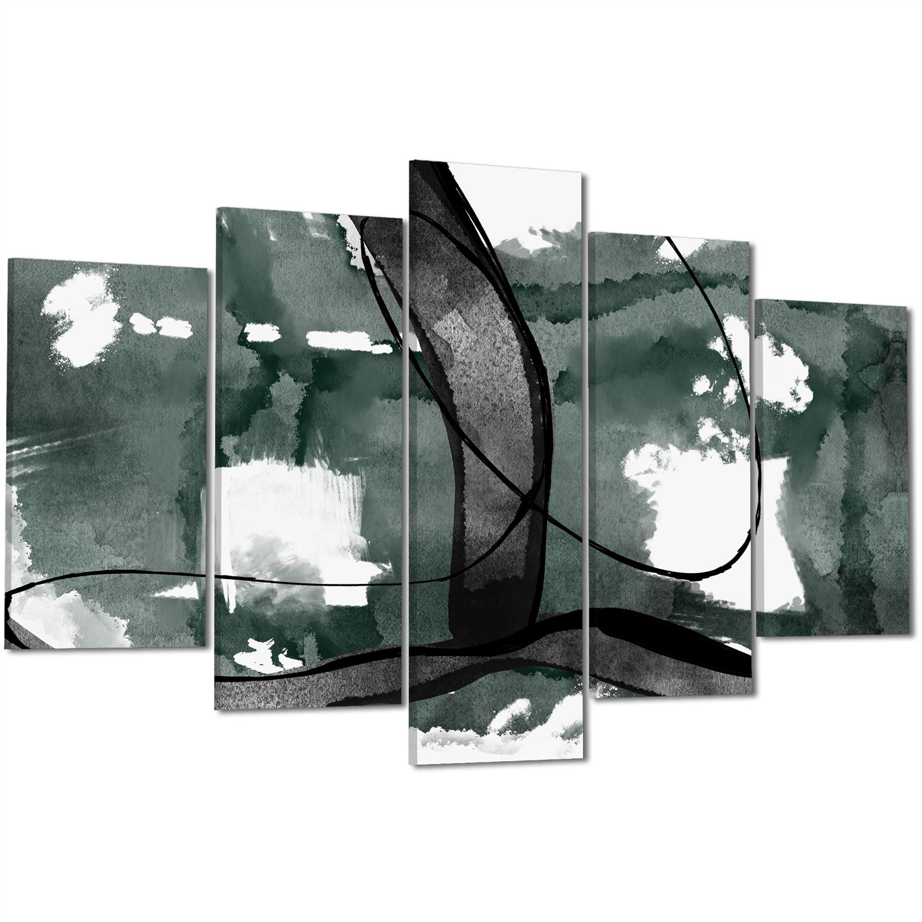 Abstract Green Black Design Canvas Wall Art Picture - Picture 49 of 55