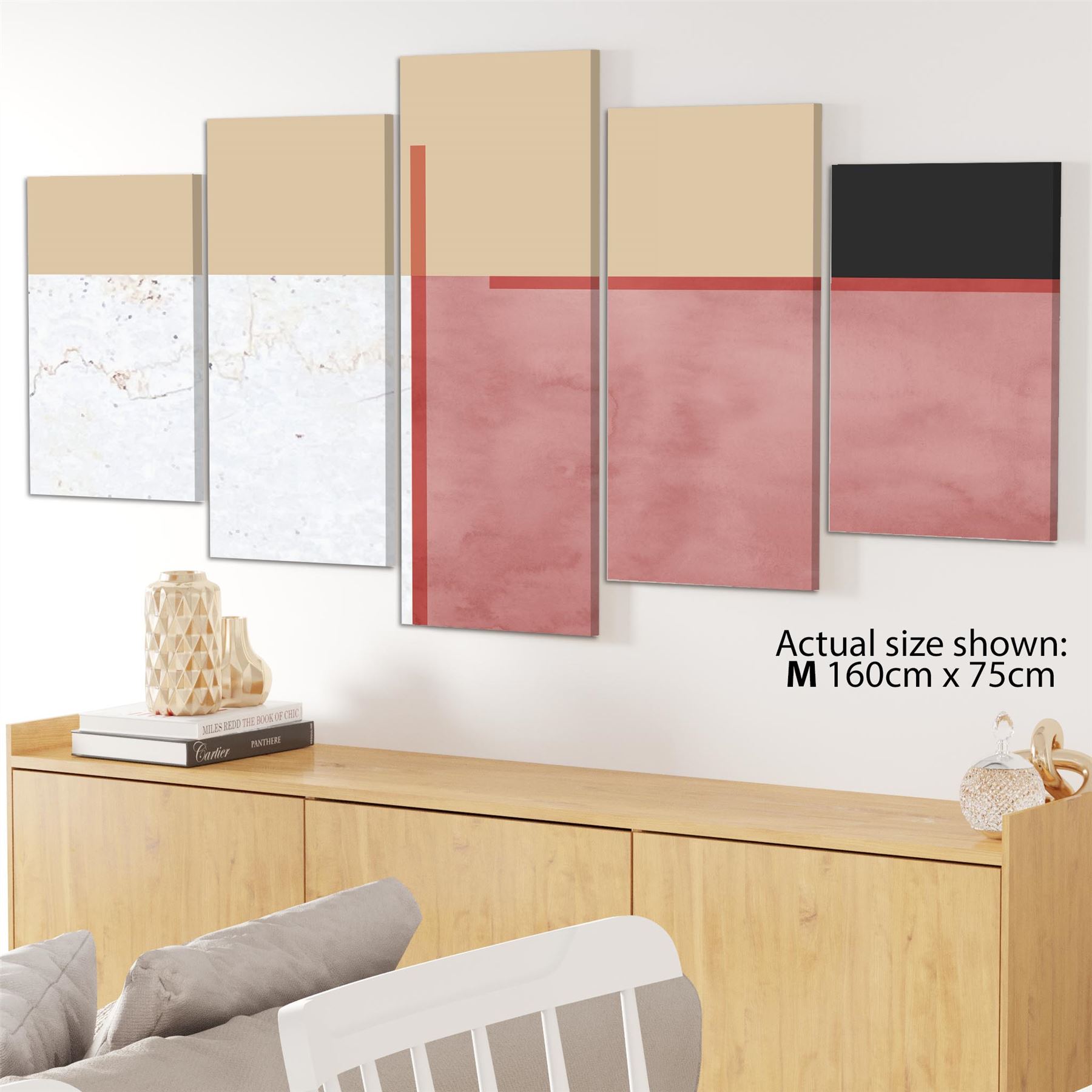 Abstract Blush Pink Black Watercolour Canvas Art Prints - Picture 50 of 55