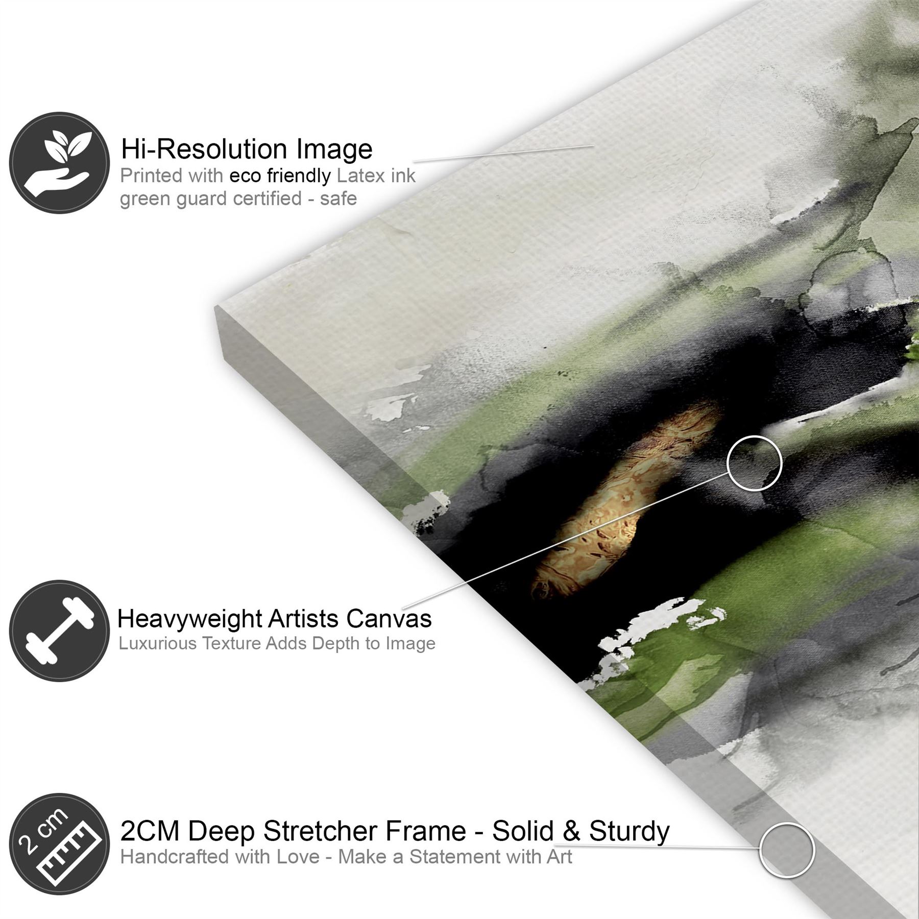 Abstract Lime Green Grey Watercolour Canvas Art Pictures - Picture 35 of 54