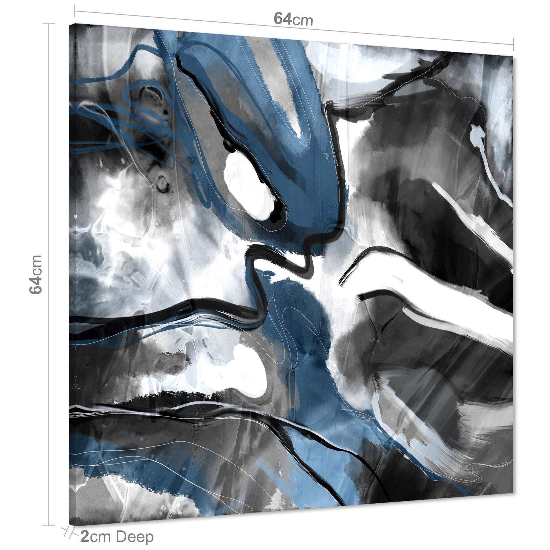 Abstract Turquoise Dark Grey Design Canvas Art Prints - Picture 11 of 56