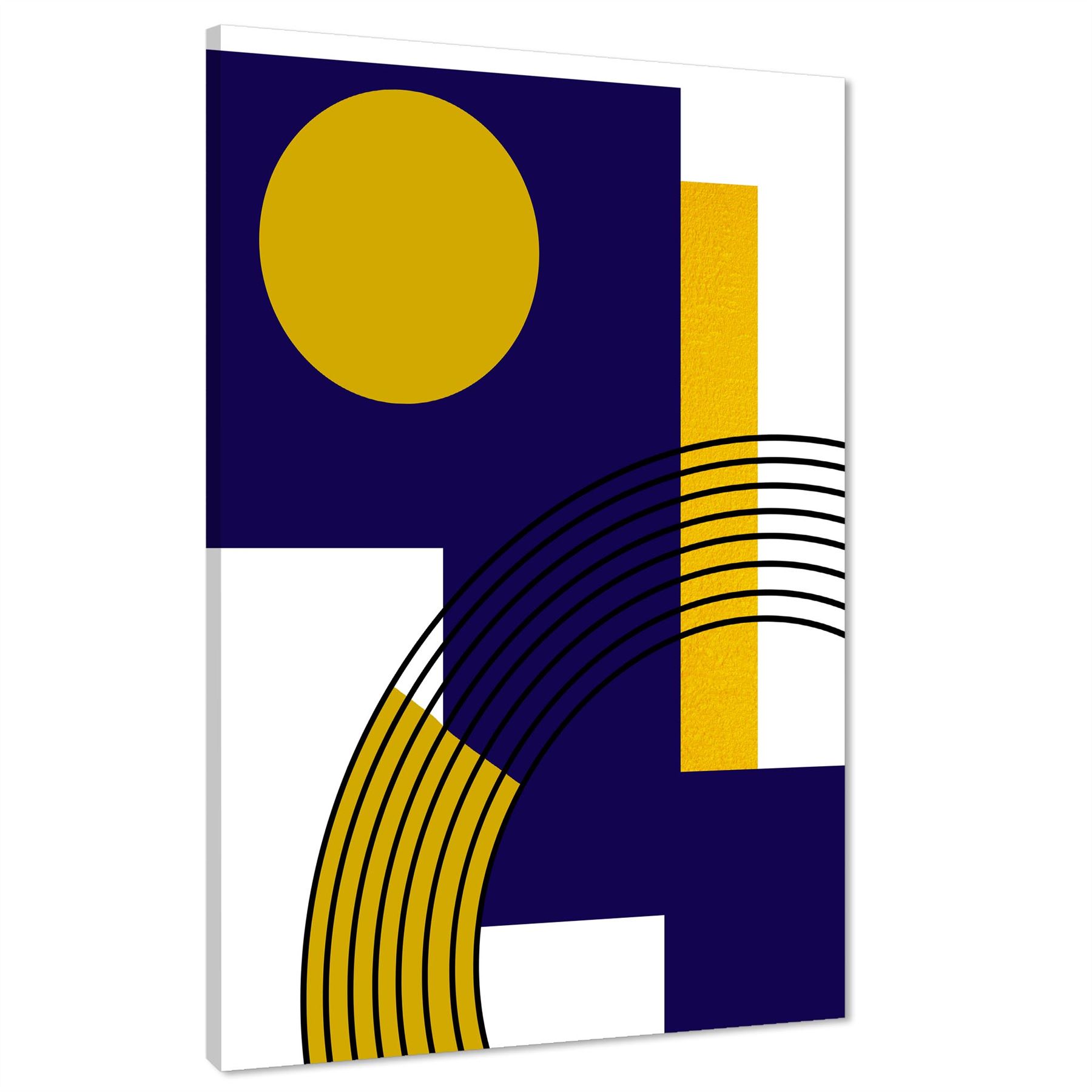 Blue Mustard Yellow Geometric Design Canvas Art Prints - Picture 14 of 54