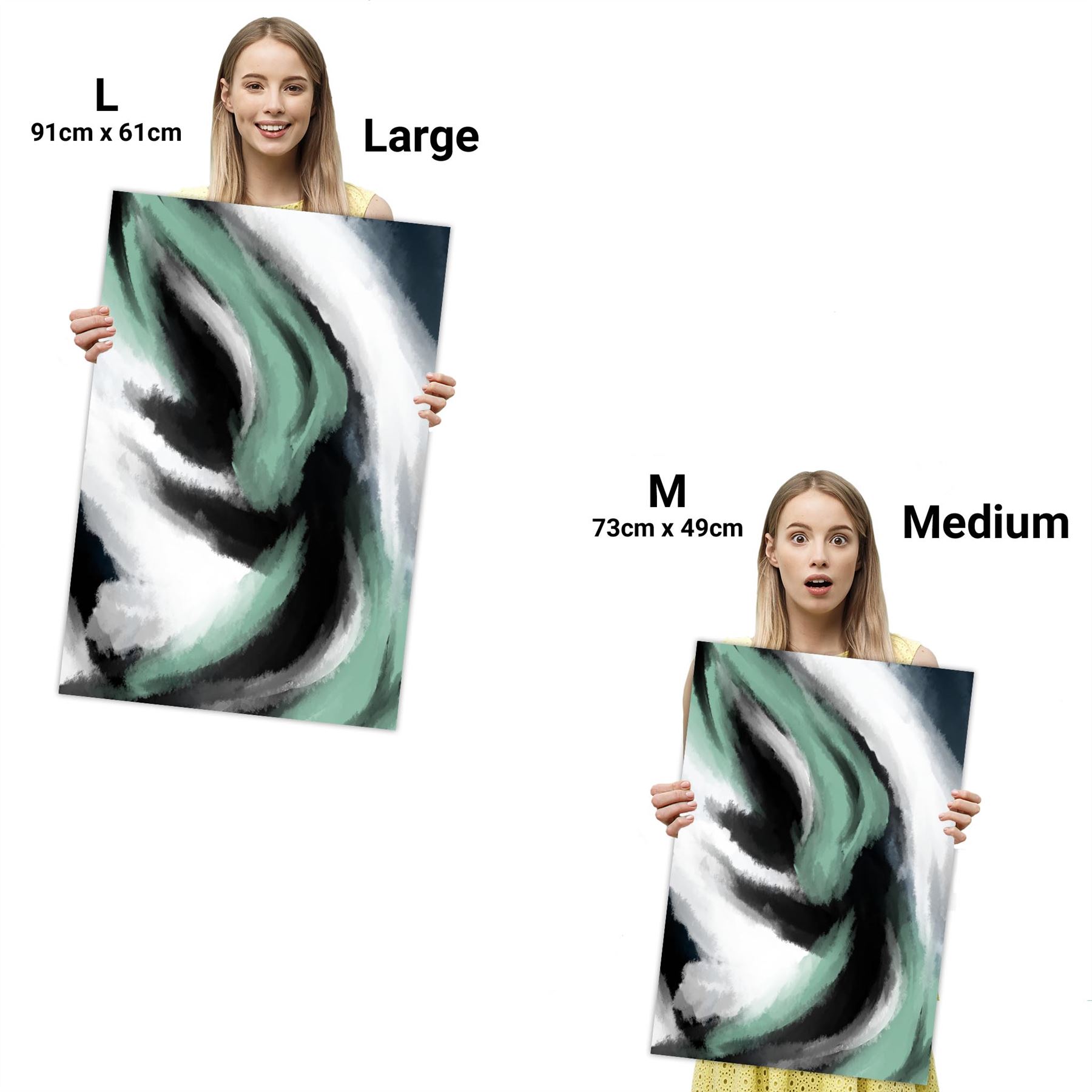 Abstract Green Grey Oil Paint Effect Canvas Wall Art Picture - Picture 18 of 55