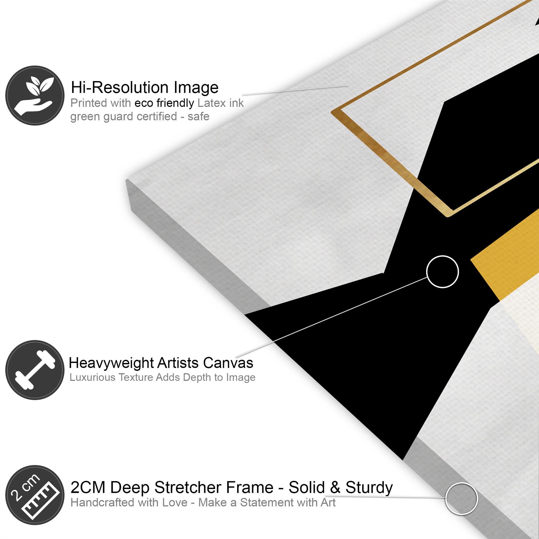 Mustard Yellow Black Geometric Canvas Art Pictures - Picture 25 of 55