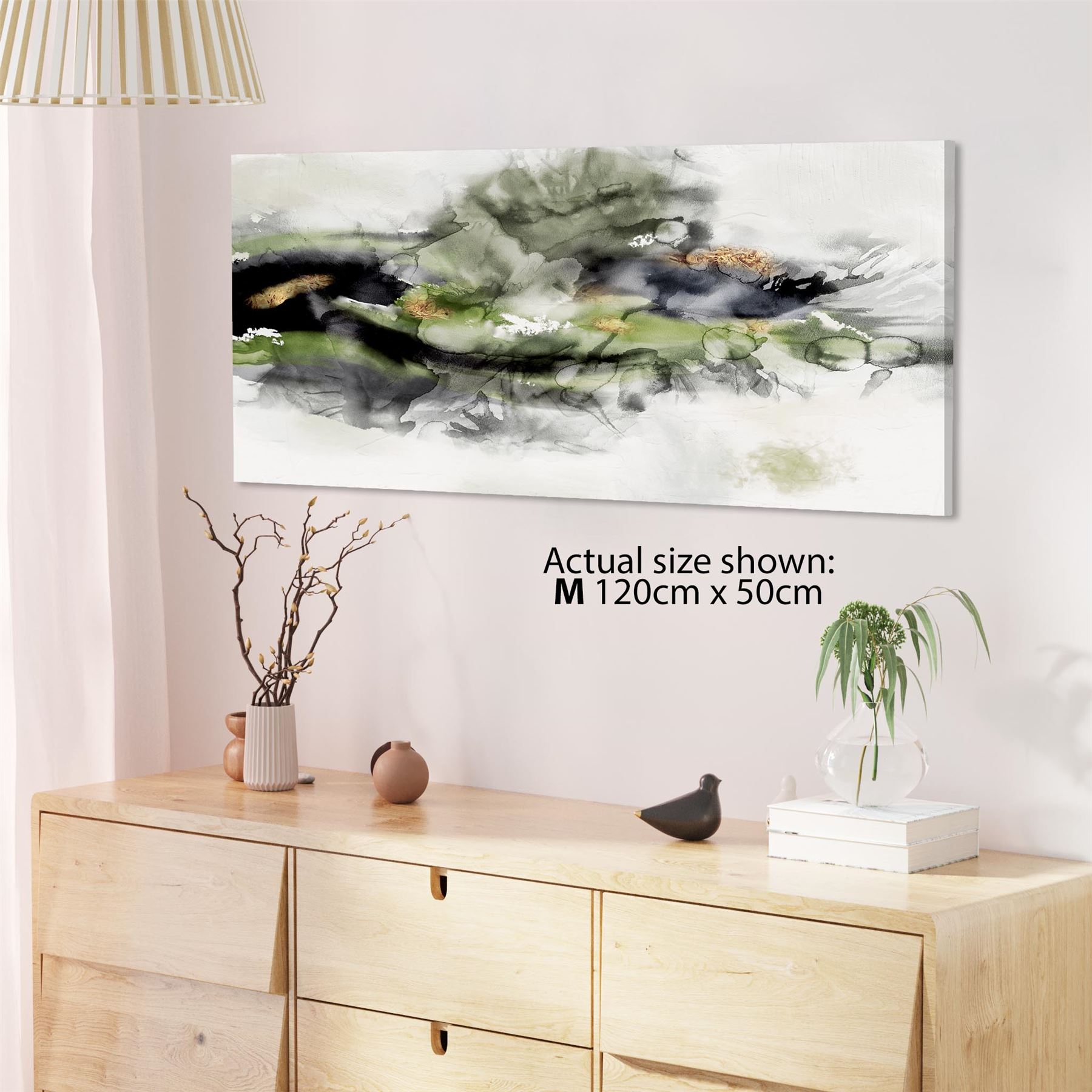 Abstract Lime Green Grey Watercolour Canvas Art Pictures - Picture 33 of 54