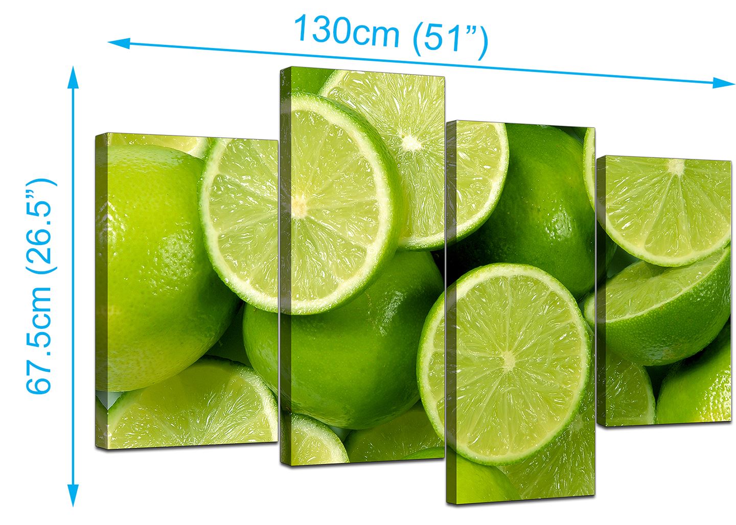Kitchen Canvas Wall Art Pictures Lime Green Prints XL Set Prints 4113