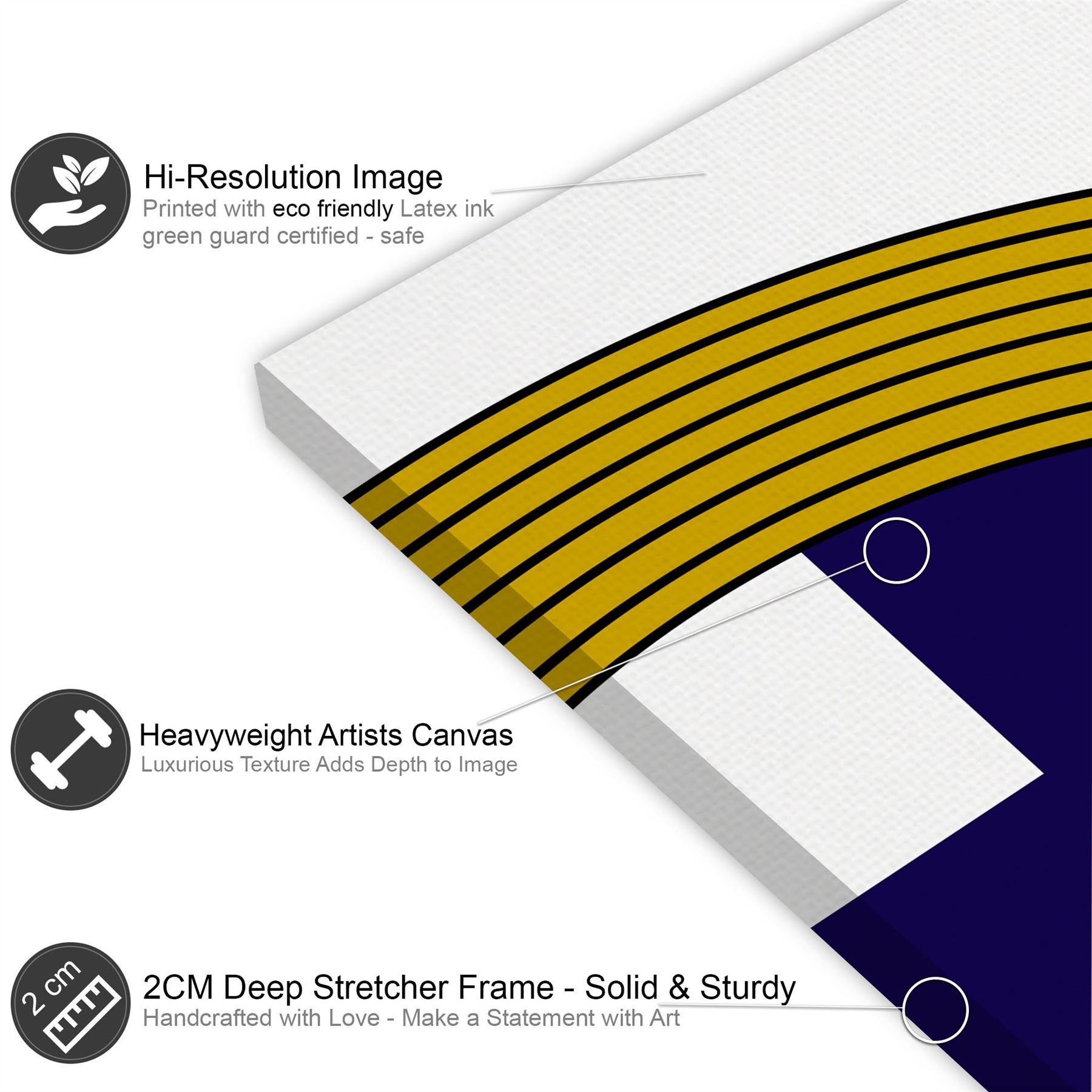 Blue Mustard Yellow Geometric Design Canvas Art Prints - Picture 53 of 54