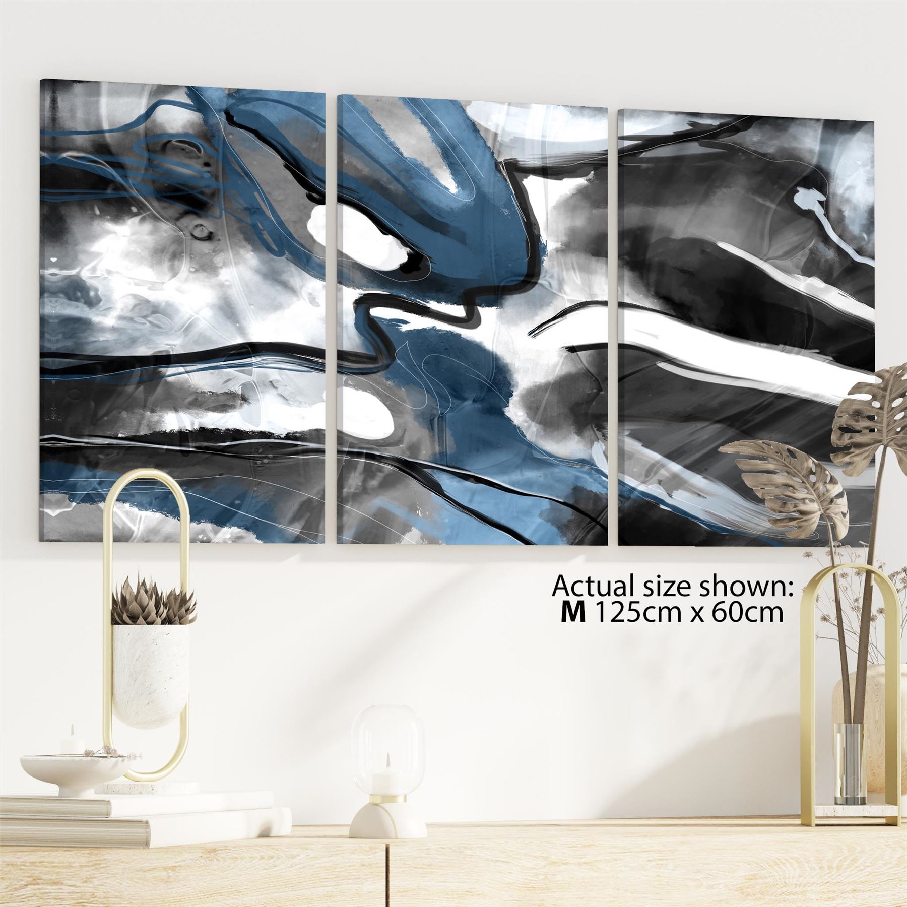 Abstract Turquoise Dark Grey Design Canvas Art Prints - Picture 40 of 56