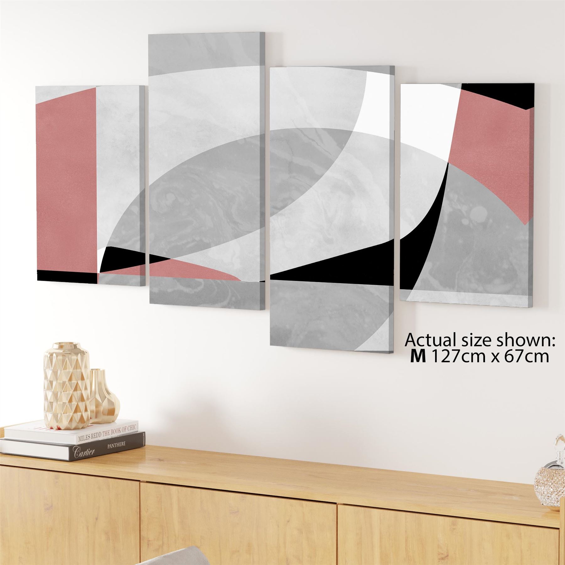 Abstract Pink Grey Watercolour Canvas Wall Art Print - Picture 45 of 55