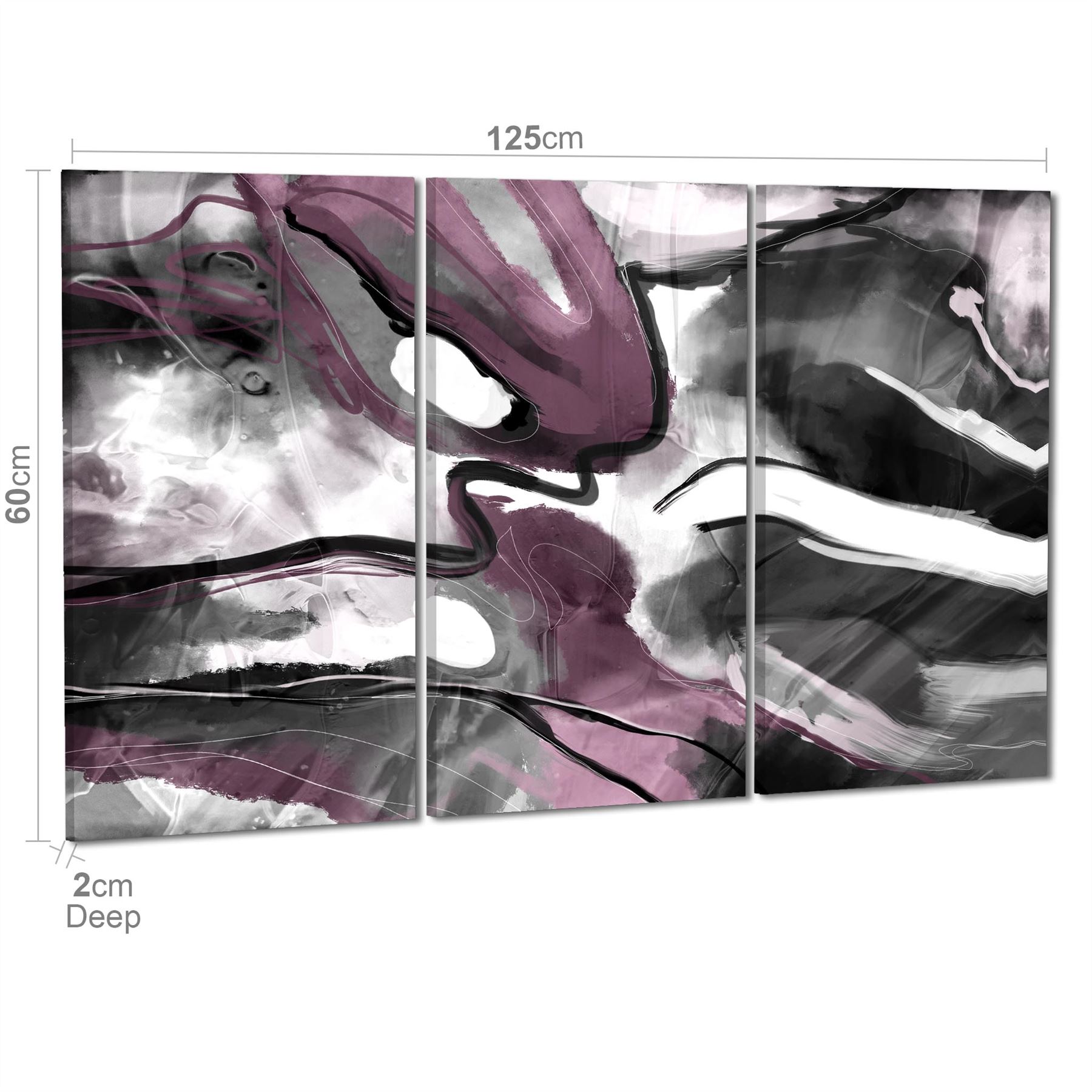 Abstract Plum Grey Watercolour Painting Canvas Wall Art Print - Picture 40 of 55
