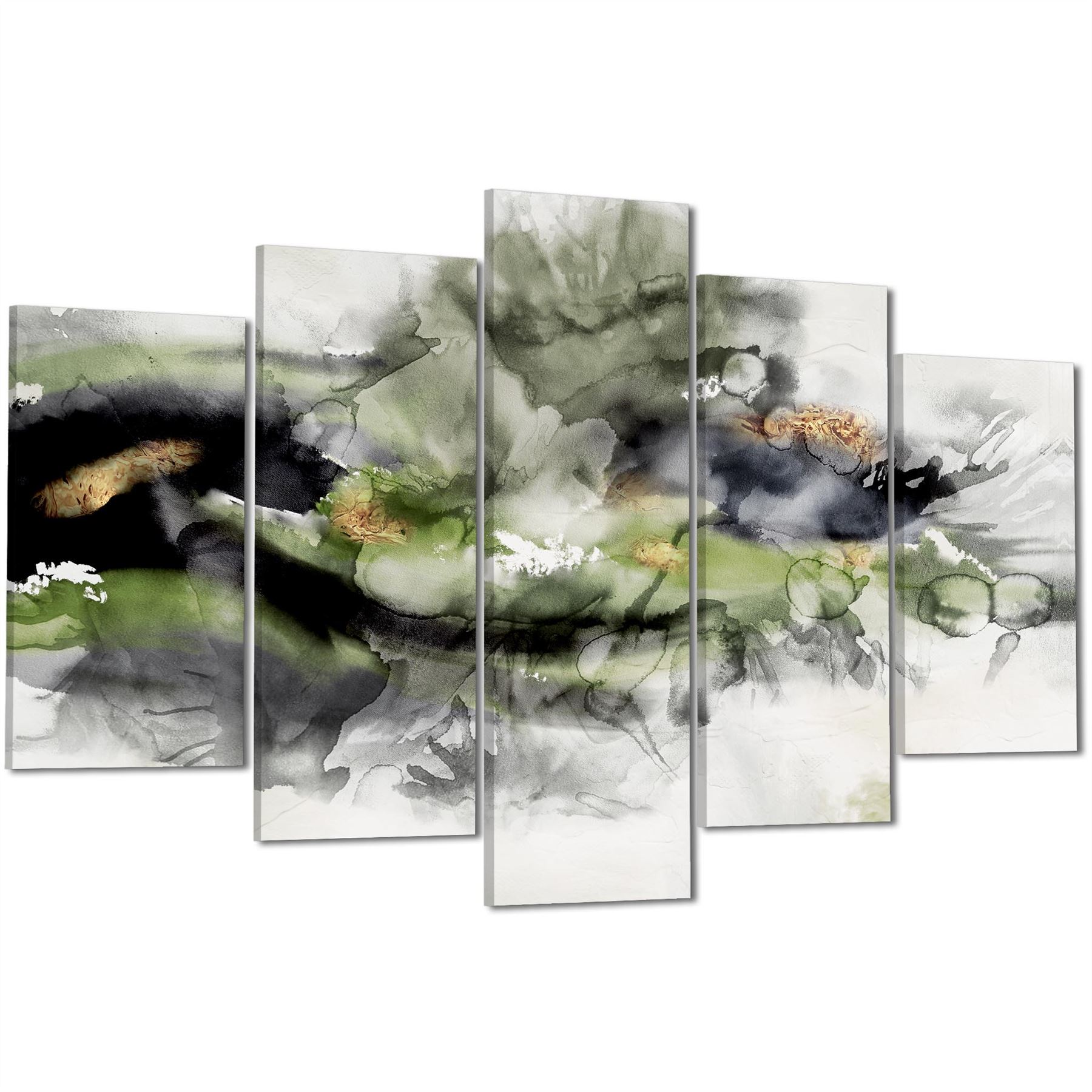 Abstract Lime Green Grey Watercolour Canvas Art Pictures - Picture 48 of 54