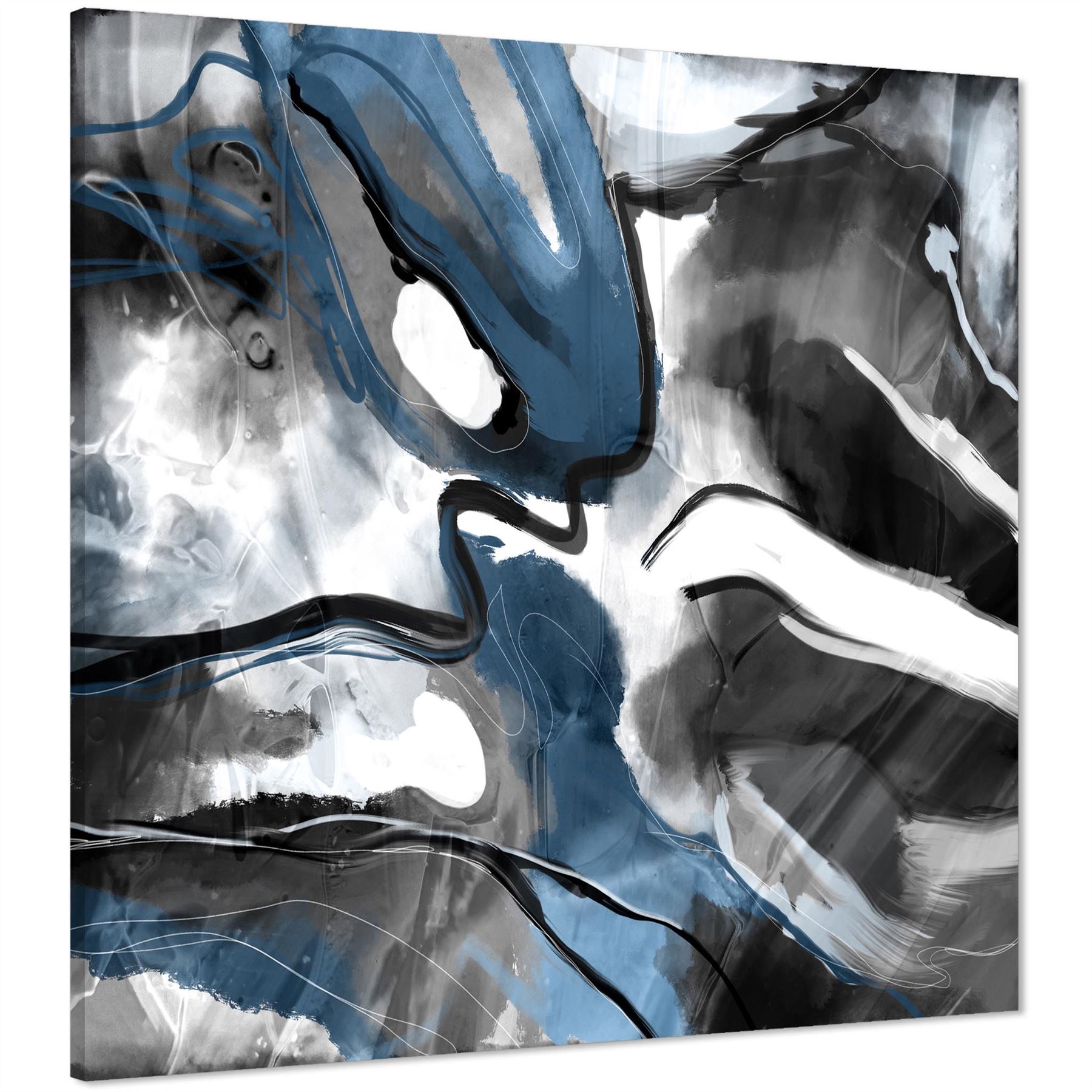 Abstract Turquoise Dark Grey Design Canvas Art Prints - Picture 2 of 56